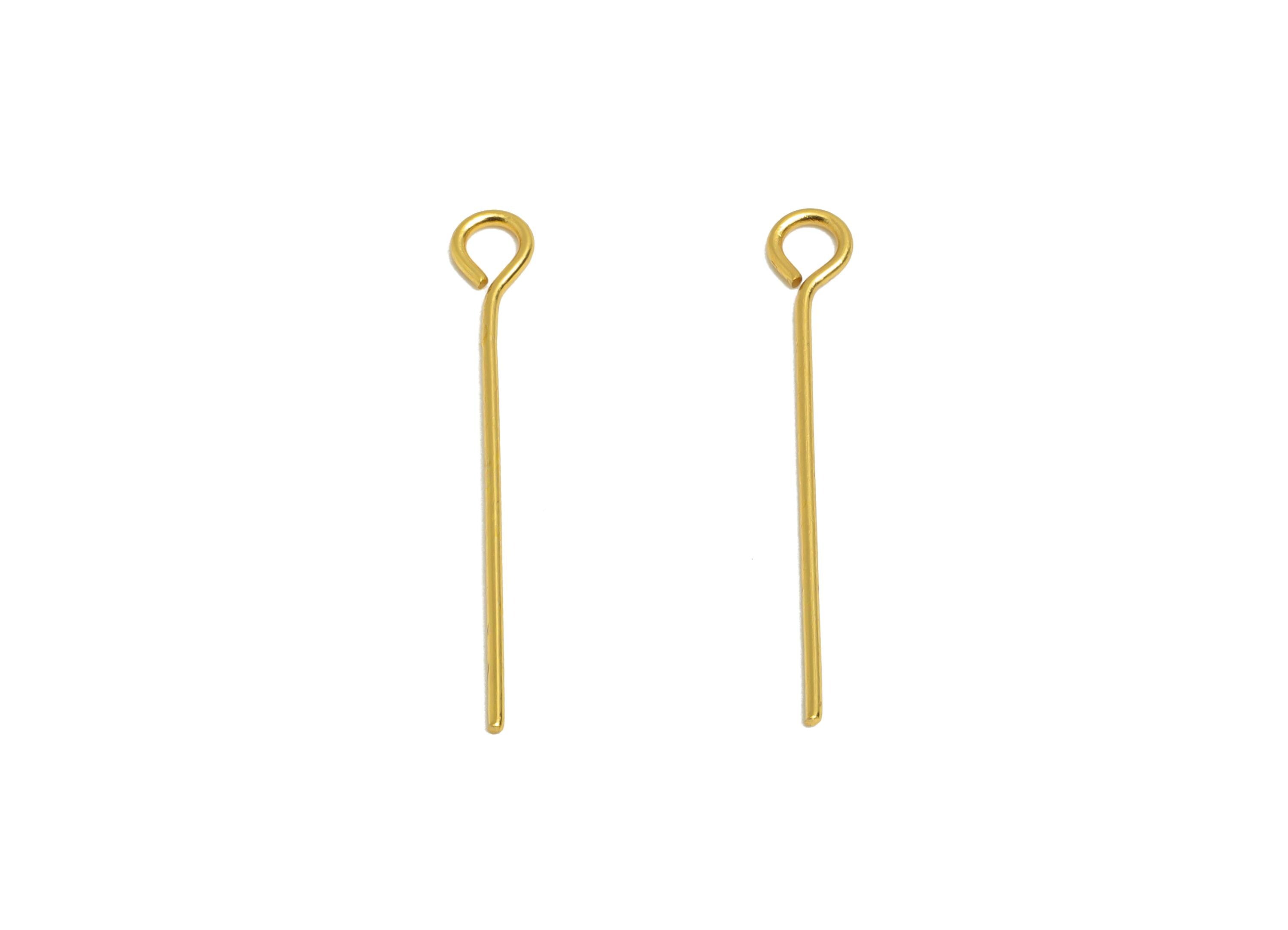 0.7*25mm Steel Eye Pin - Beading Eye Pins for Jewelry - Bulk Eye Beading Supplies for Handmade Jewelry - 18K Real Vacuum Plating- SS2131-25G