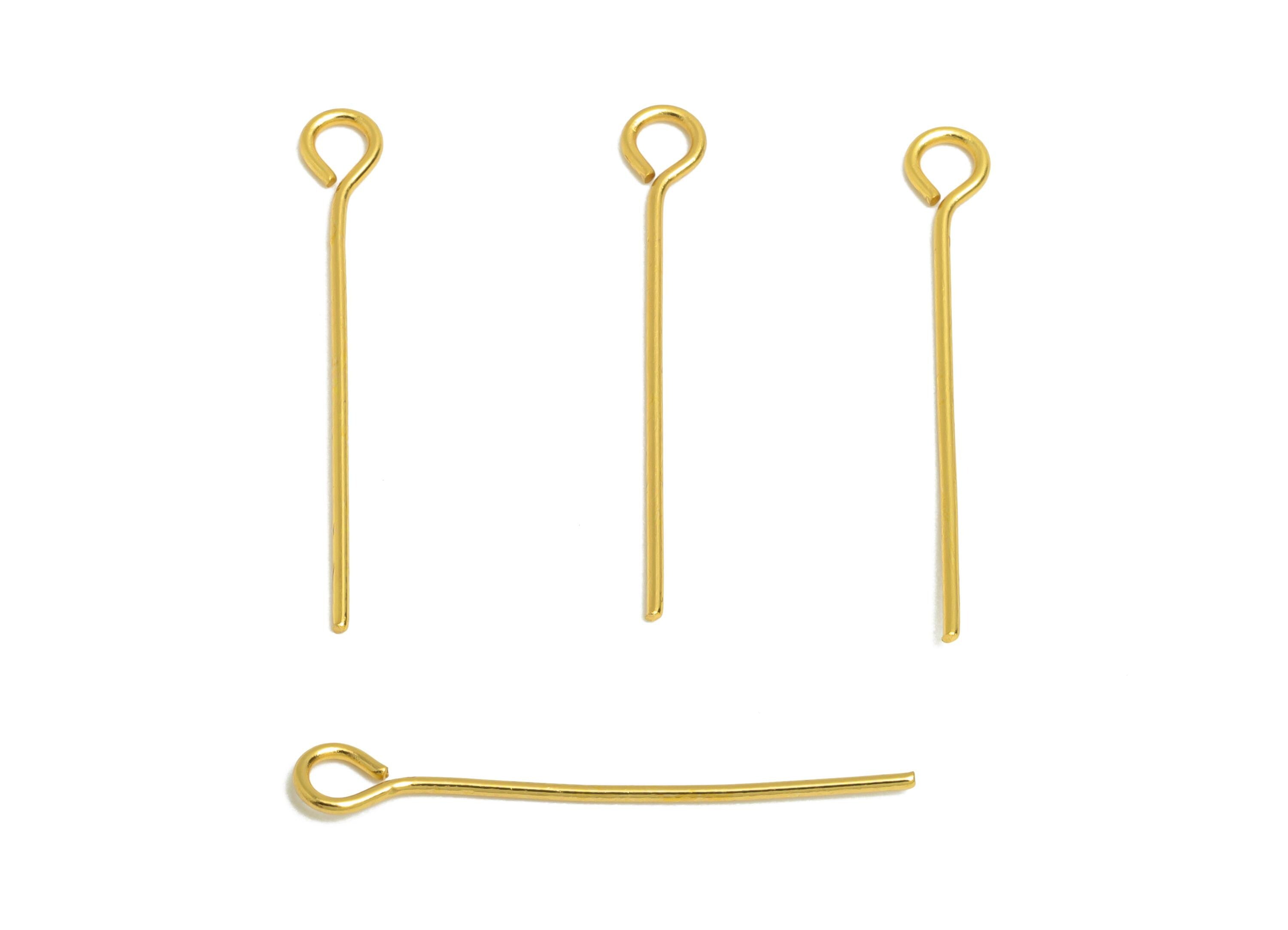 0.7*25mm Steel Eye Pin - Beading Eye Pins for Jewelry - Bulk Eye Beading Supplies for Handmade Jewelry - 18K Real Vacuum Plating- SS2131-25G