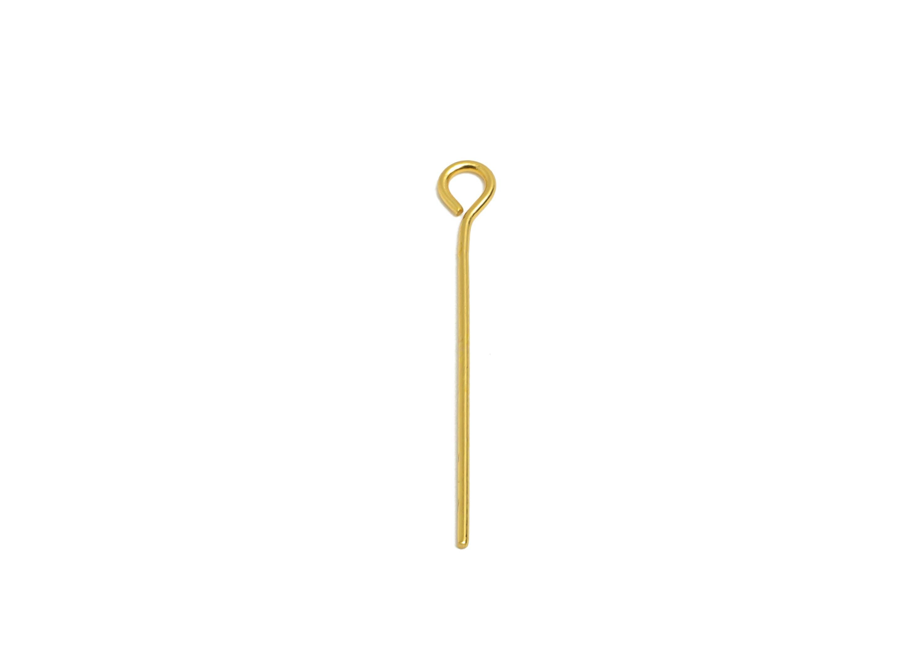 0.7*22mm Steel Eye Pin - Beading Eye Pins for Jewelry - Bulk Eye Beading Supplies for Handmade Jewelry - 18K Real Vacuum Plating -SS2131-22G