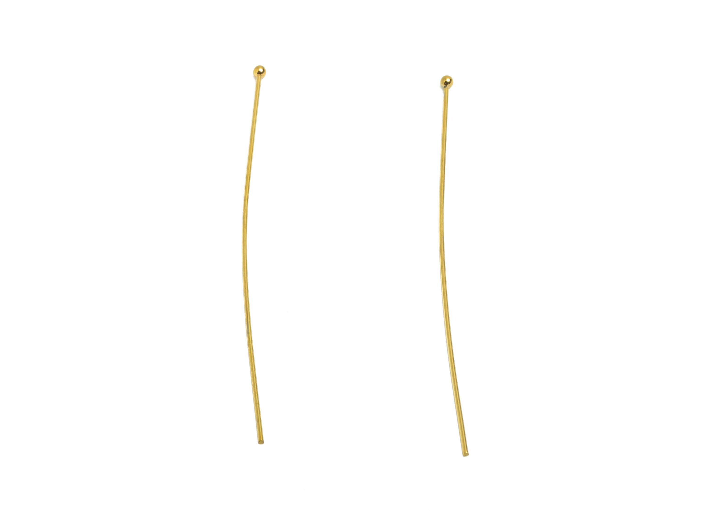 0.7*60mm Steel Ball Head Pin - Ball Head Pin Crafting & Beading Headpin - Ball Head Pins for Jewelry - 18K Real Vacuum Plating - SS2132-60G - DOMEDBAZAAR