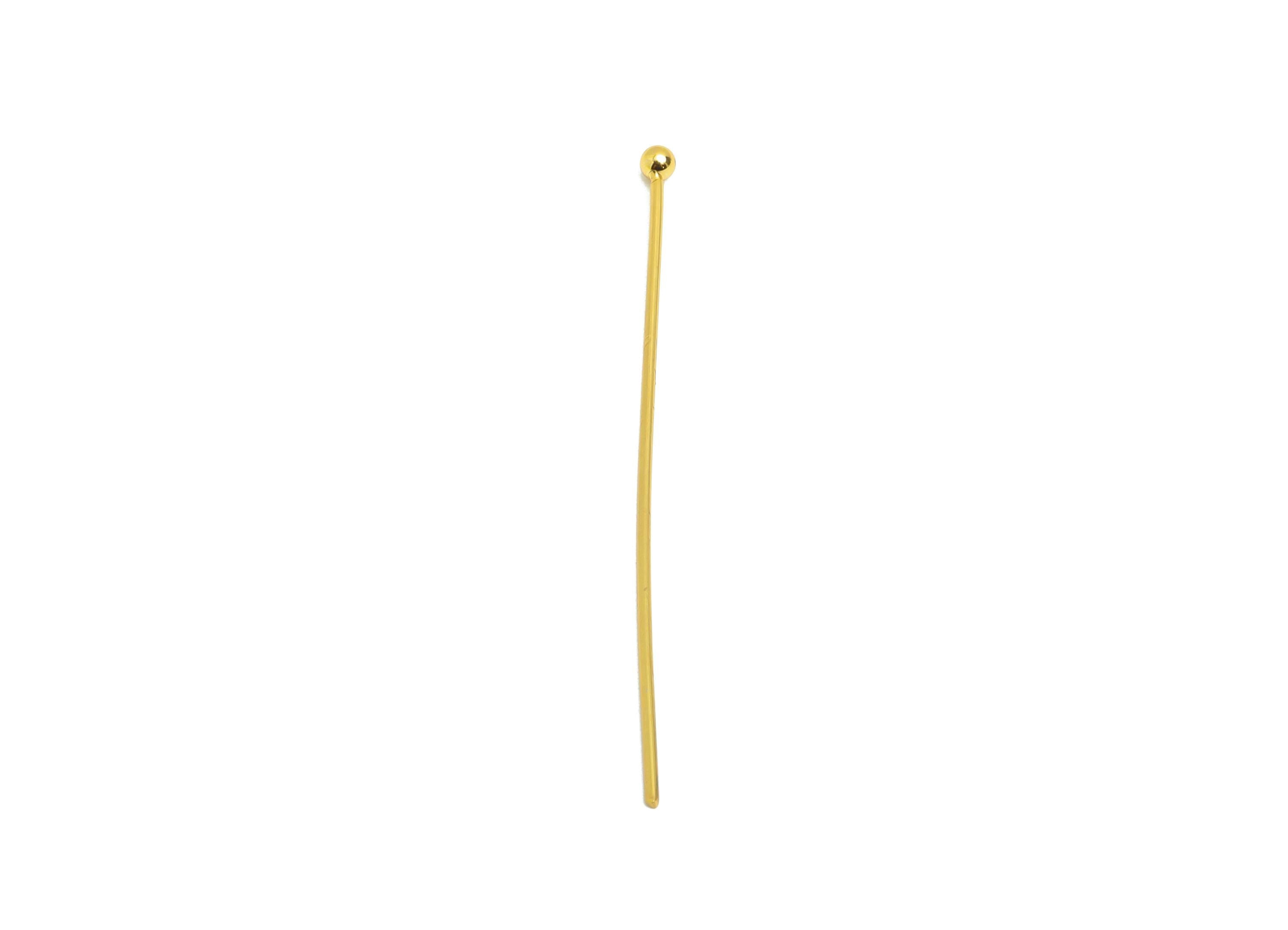 0.7*40mm Steel Ball Head Pin - Ball Head Pin Crafting & Beading Headpin - Ball Head Pins for Jewelry - 18K Real Vacuum Plating - SS2132-40G
