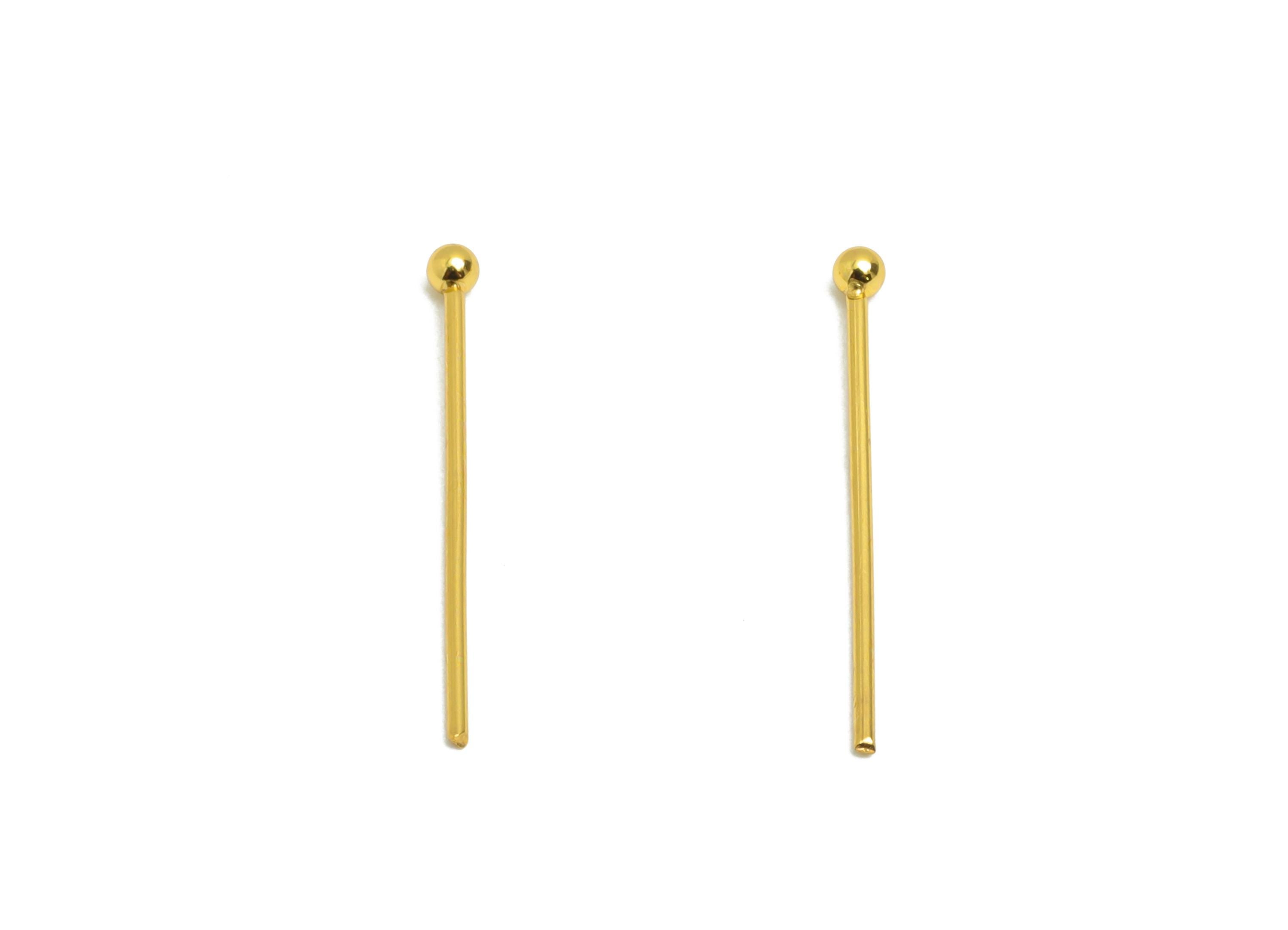 0.7*20mm Steel Ball Head Pin - Ball Head Pin Crafting & Beading Headpin - Ball Head Pins for Jewelry - 18K Real Vacuum Plating -SS2132-20G