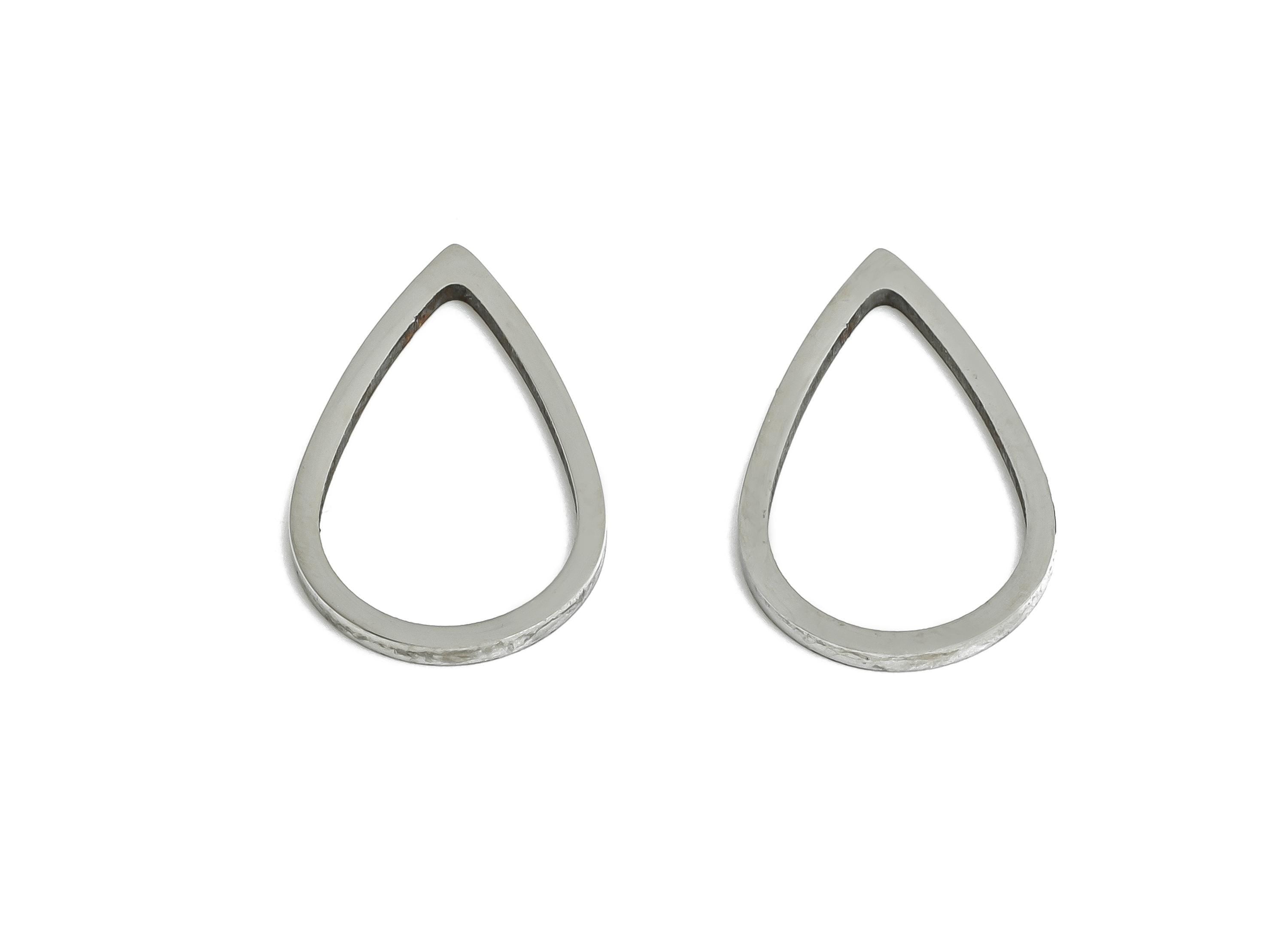 Steel Teardrop Charm - Stainless Steel Teardrop Connector - Teardrop Frame Link for Earrings - DIY Earrings Metal Frame - 13x9x0.8mm-SS2699 - DOMEDBAZAAR
