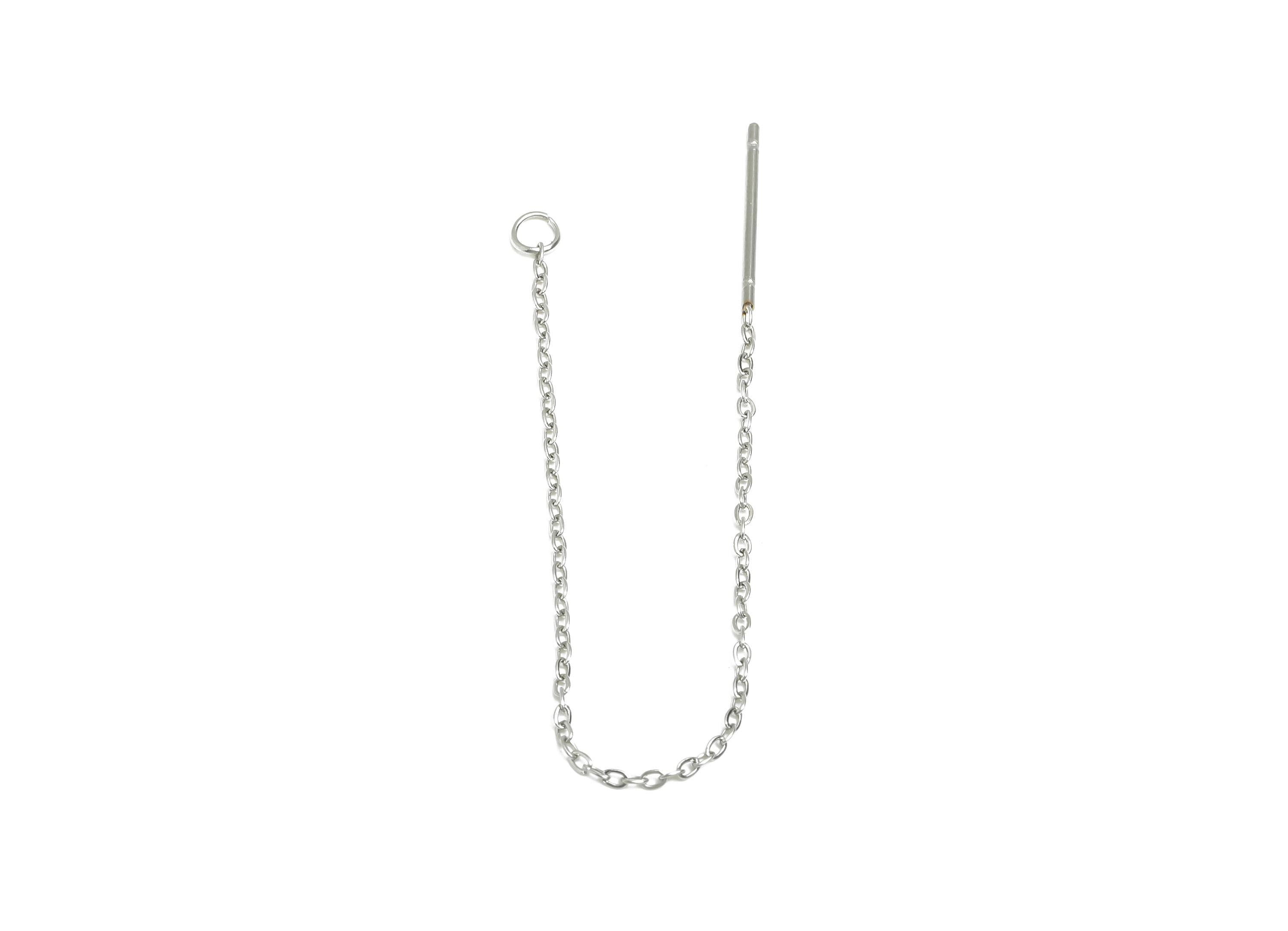 8cm Steel Dangle Chain Earring Post - Flat Cable Chain Earring Stud - Threader Earrings With Loop - Minimalist Dangle Earring - SS2134 - DOMEDBAZAAR