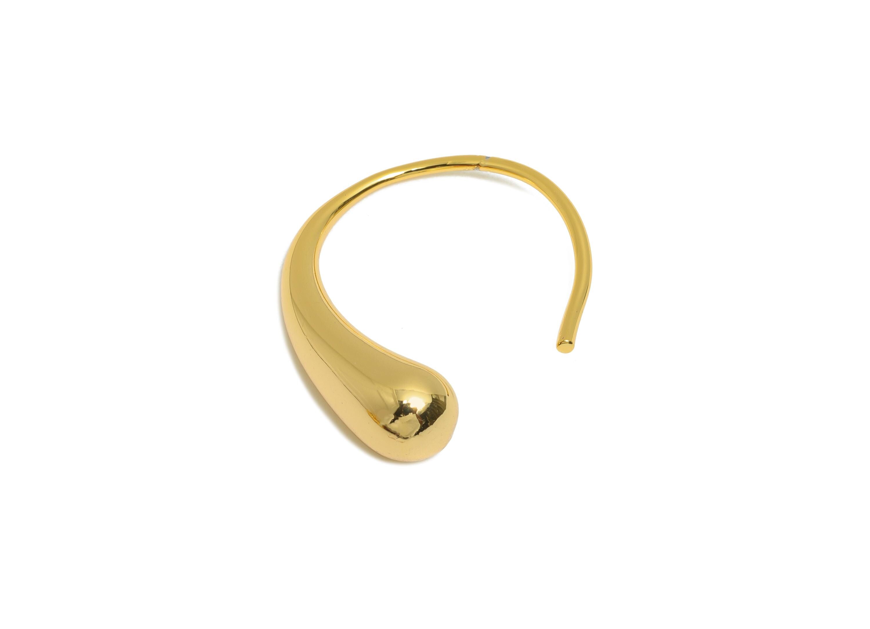 Brass Teardrop Earring Wire - Minimalist Gold Drop Earring Hook - Modern Teardrop Ear Wire - 18K Real Gold Plated - 21x13x1.82mm - RGP10804