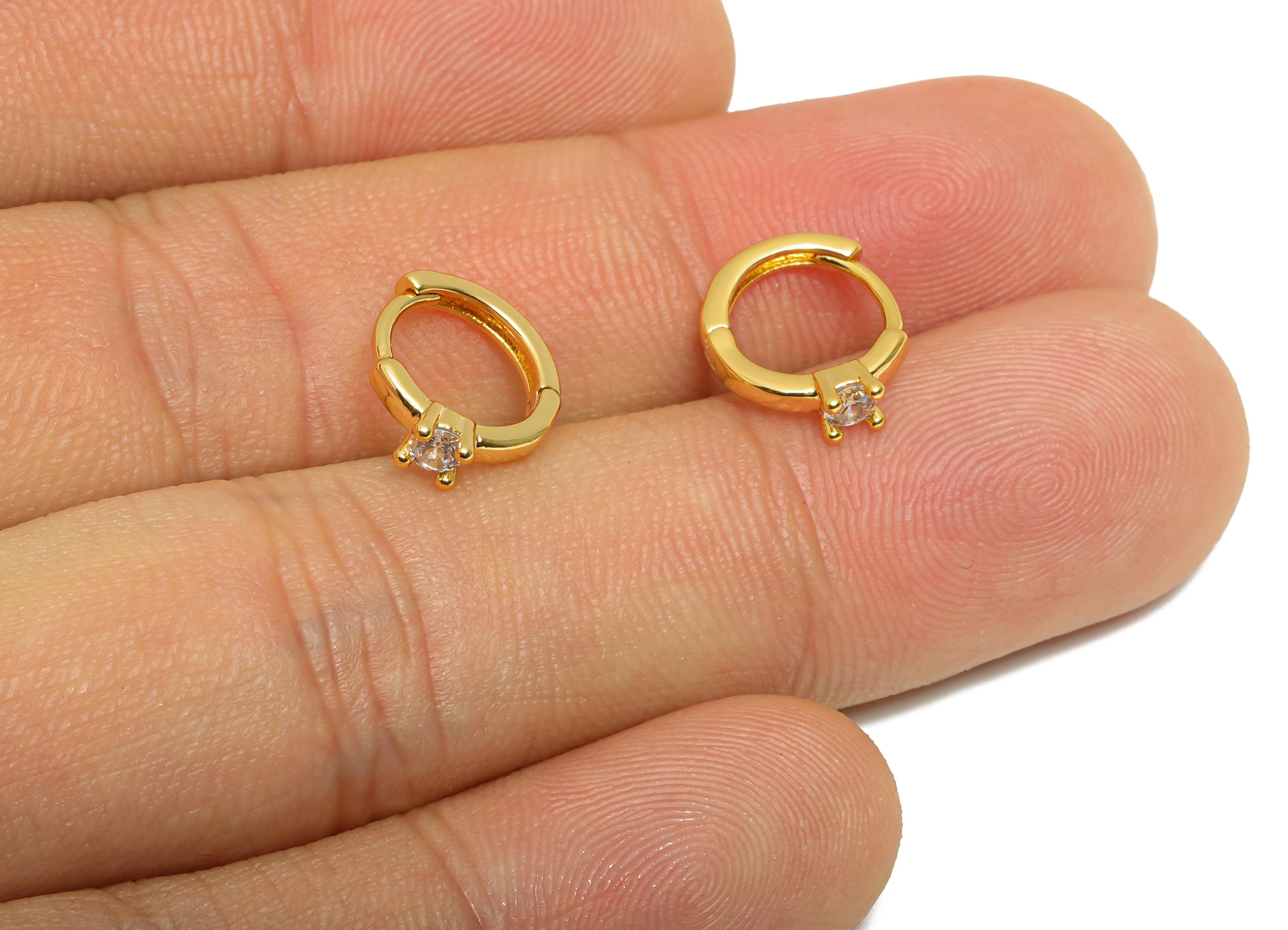 Brass CZ Round Huggie Hoop Earring - Minimalist Circle Zircon Earring - Classic Everyday Wear - 18K Real Gold Plated - 12x9.9x3mm - RGP10858 - DOMEDBAZAAR