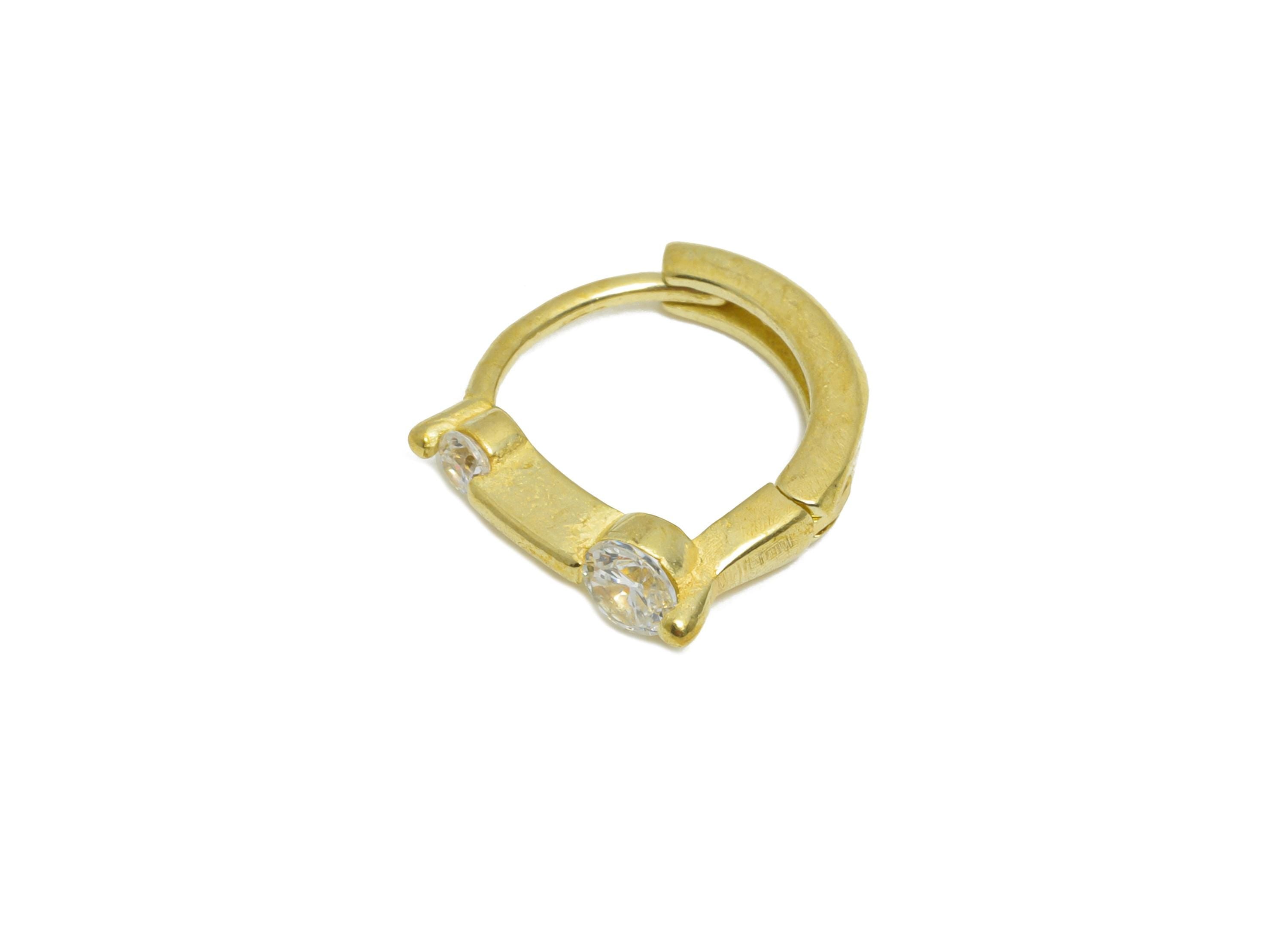 Brass CZ Huggie Hoop Earrings - Raw Brass Geometric Zircon Earrings - Classic Huggie Hoop Clasps - Everyday Wear - 11.9x10.68x3mm - PP11261