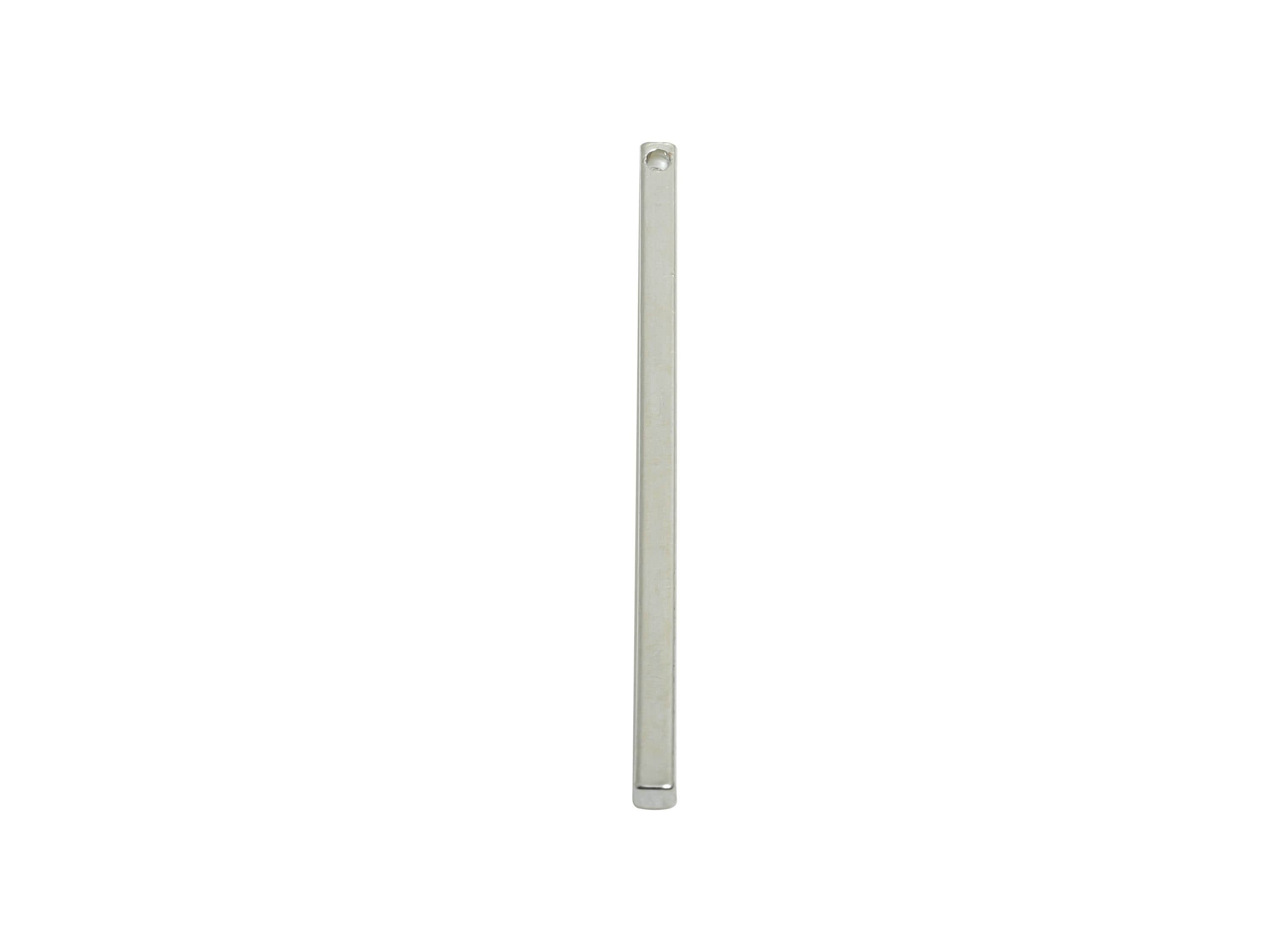 30mm Brass Stick Earring Charm - Minimalist Slim Bar Pendant - Rectangle Necklace Charm - 18K White Gold Plated - 30x1.5x1.5mm - RGP10972 - DOMEDBAZAAR