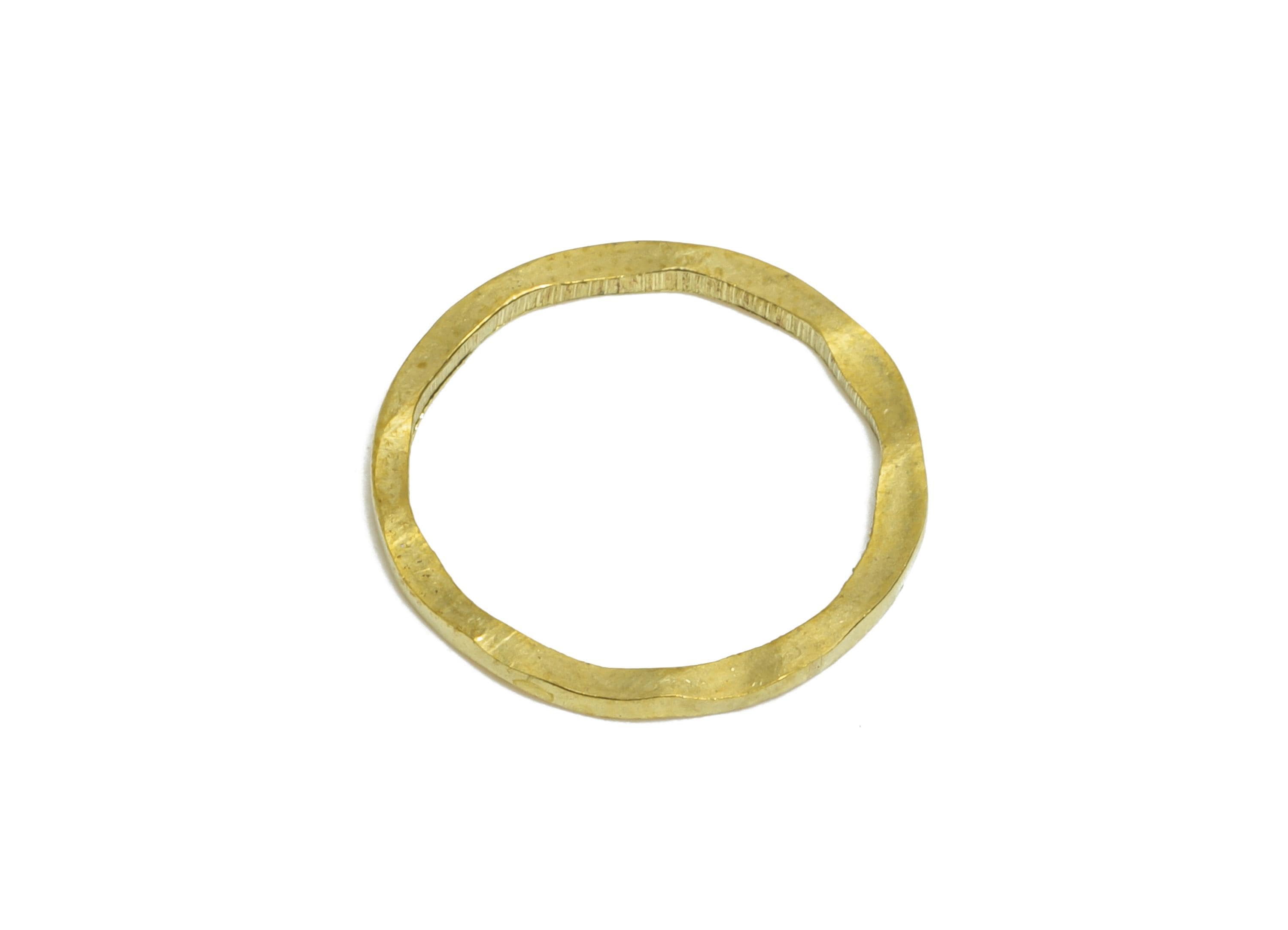 14mm Hammered Ring Connector - Raw Brass Handmade Ring Connector - Circle Jewelry Finding - Irregular Round Jewelry  - 14x1x1mm - PP11400 - DOMEDBAZAAR