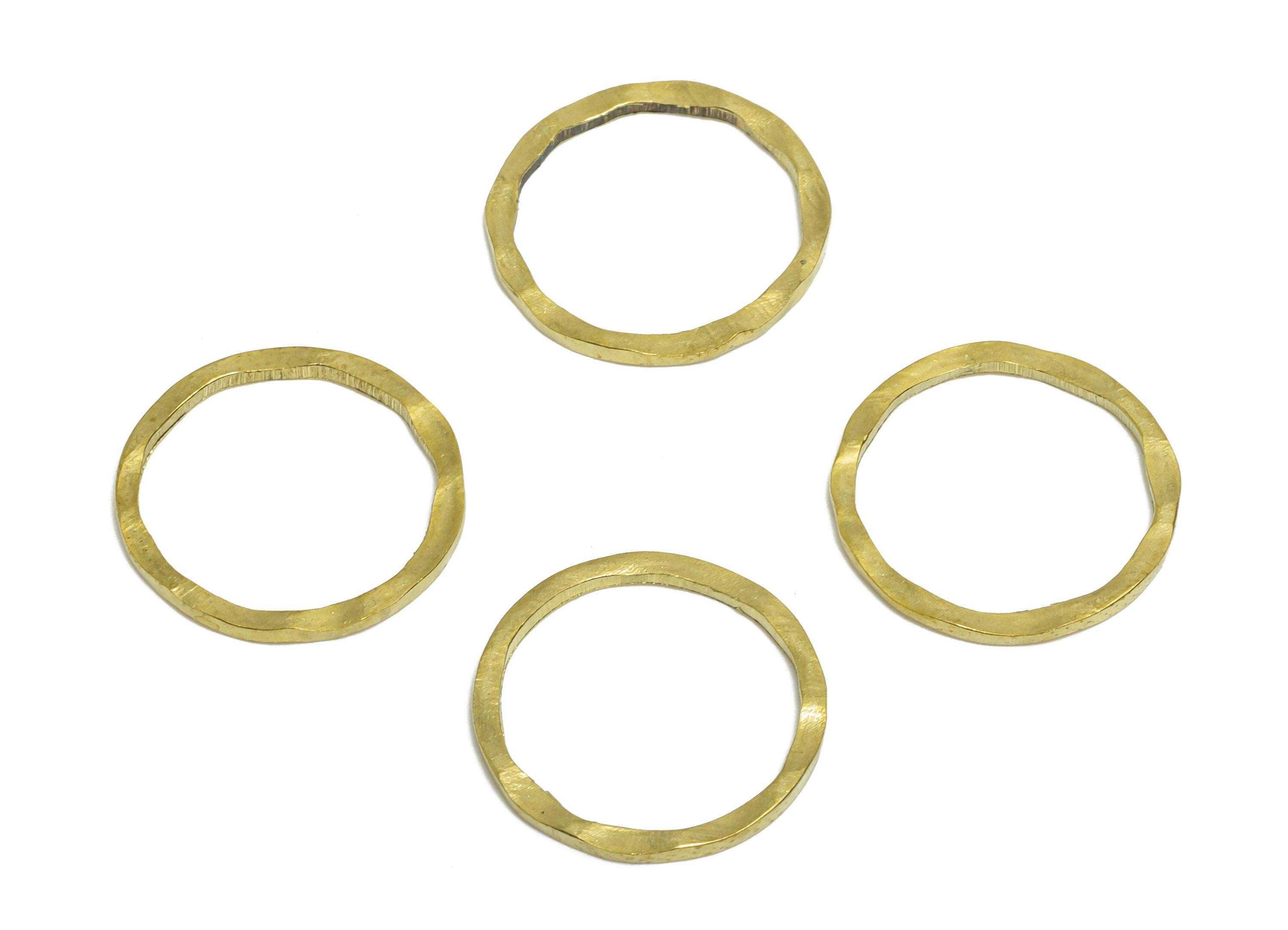 14mm Hammered Ring Connector - Raw Brass Handmade Ring Connector - Circle Jewelry Finding - Irregular Round Jewelry  - 14x1x1mm - PP11400 - DOMEDBAZAAR