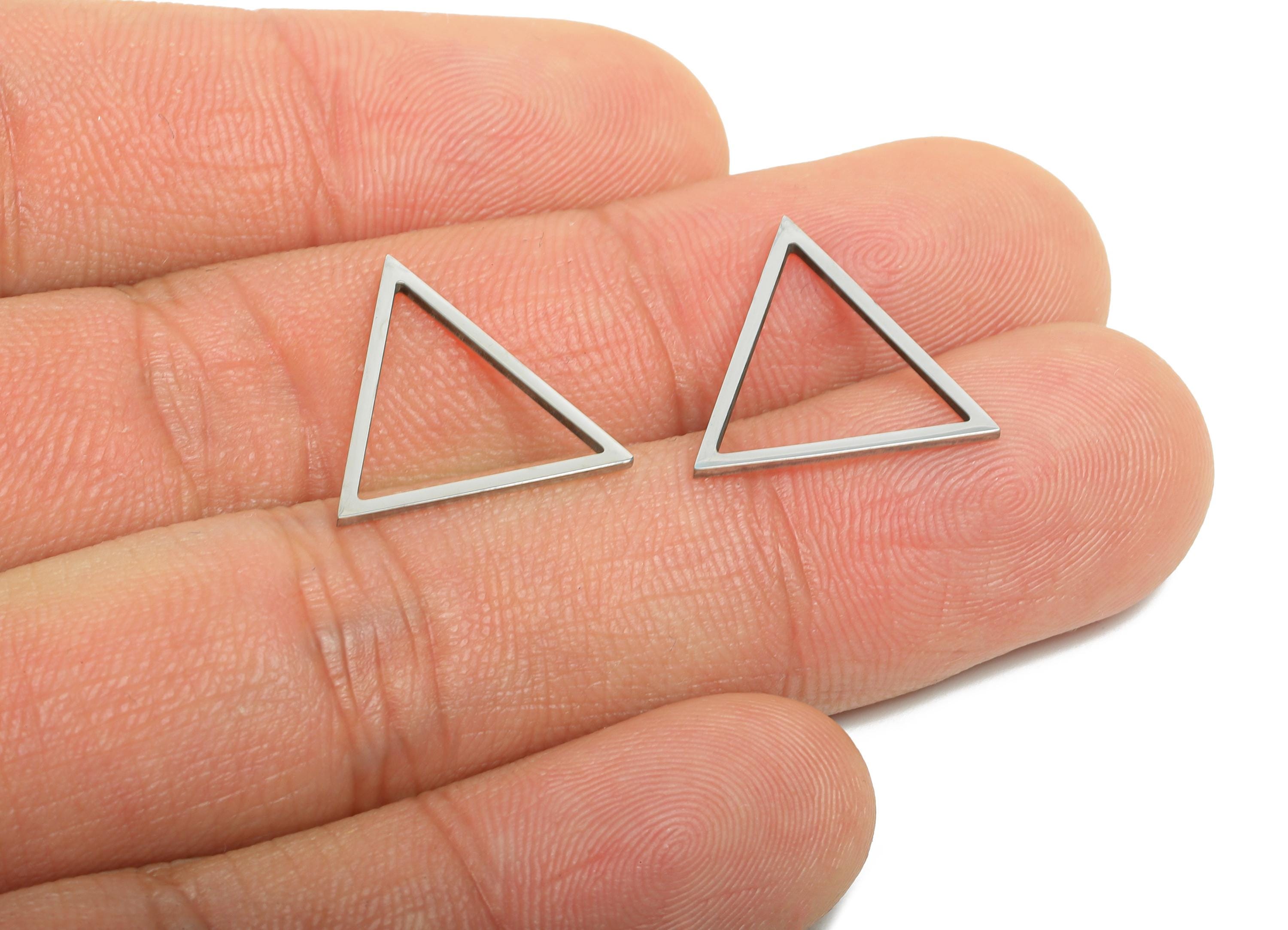 16mm Steel Triangle Ring Earring Charm - Geometric Jewelry Connector for DIY Making - Lightweight Hollow Charms - 16.7x16.57x0.8mm - SS2702 - DOMEDBAZAAR