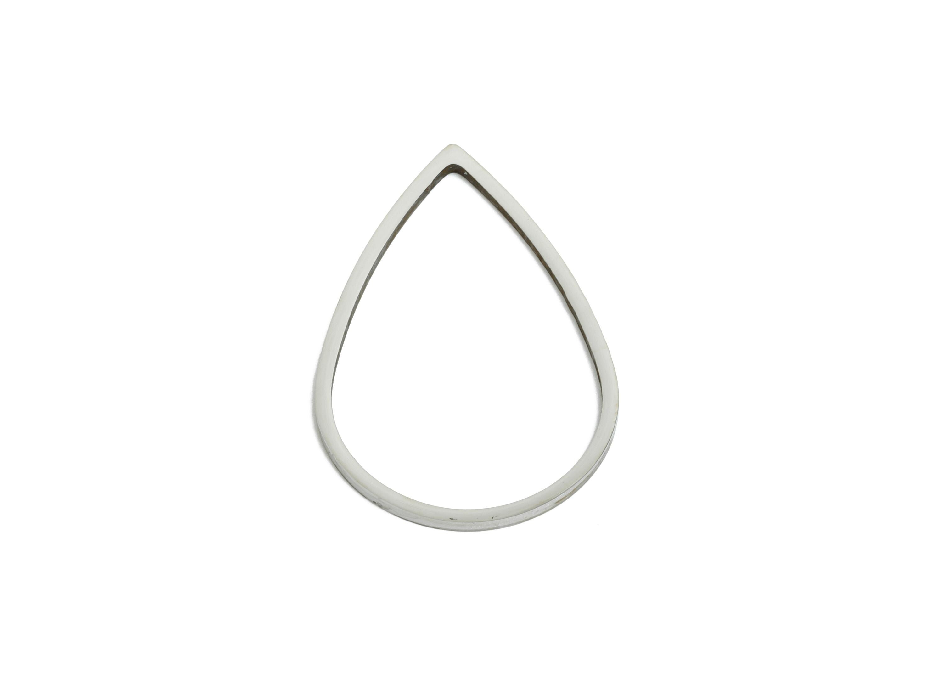 Steel Teardrop Charm - Stainless Steel Teardrop Connector - Teardrop Frame Link for Earring - DIY Earring Metal Frame - 25x16x0.8mm - SS2697 - DOMEDBAZAAR