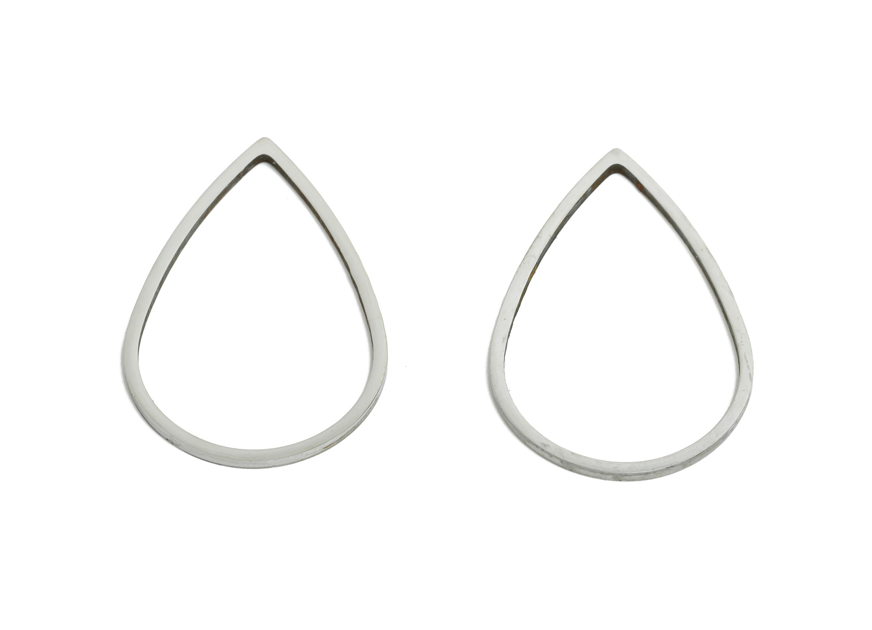 Steel Teardrop Charm - Stainless Steel Teardrop Connector - Teardrop Frame Link for Earring - DIY Earring Metal Frame - 25x16x0.8mm - SS2697 - DOMEDBAZAAR
