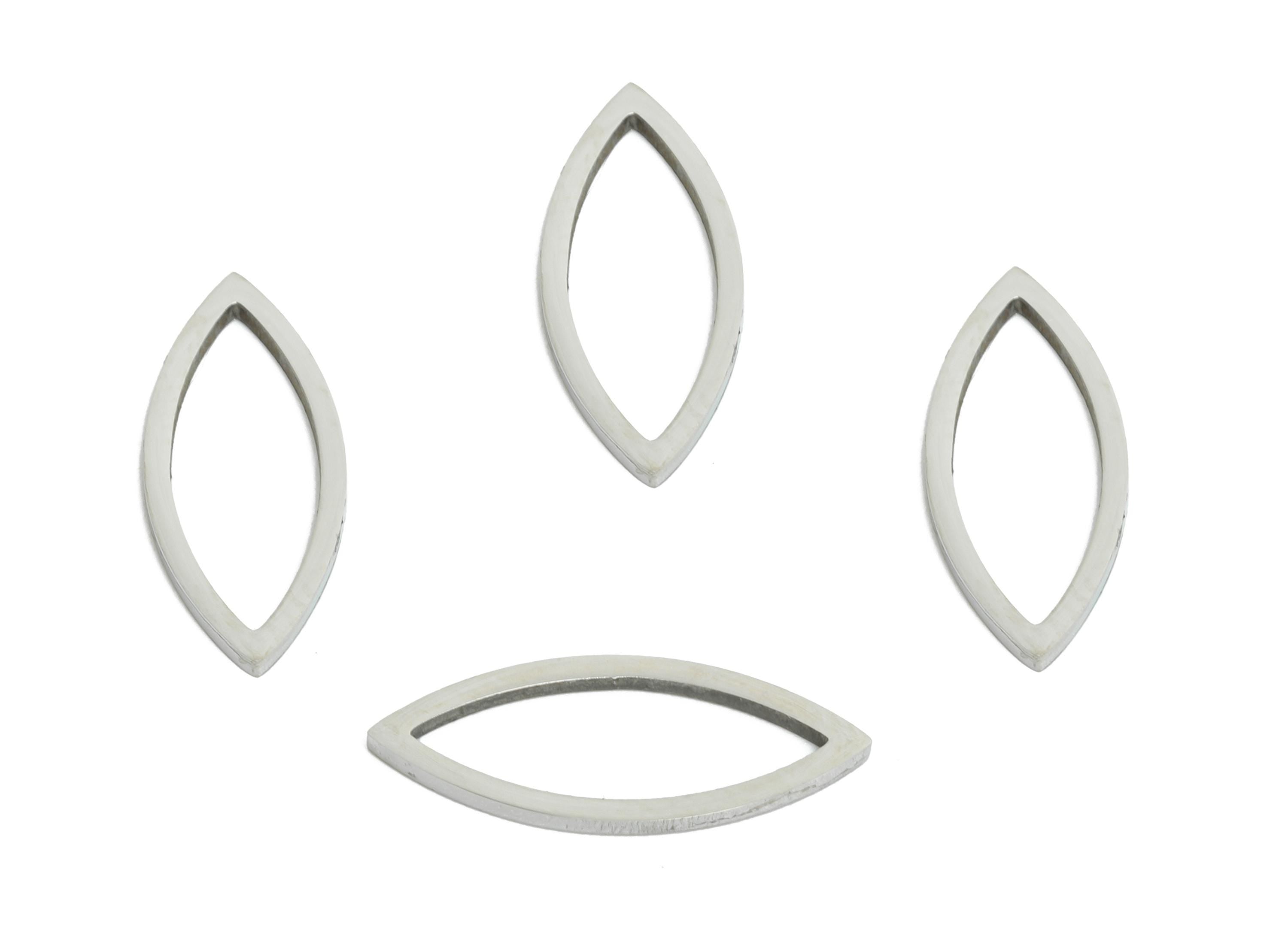 15mm Steel Marquise Ring Earring Charm - Geometric Jewelry Connector for DIY Making - Hollow Metal DIY Jewelry - 15.67x6.5x0.8mm - SS2696 - DOMEDBAZAAR
