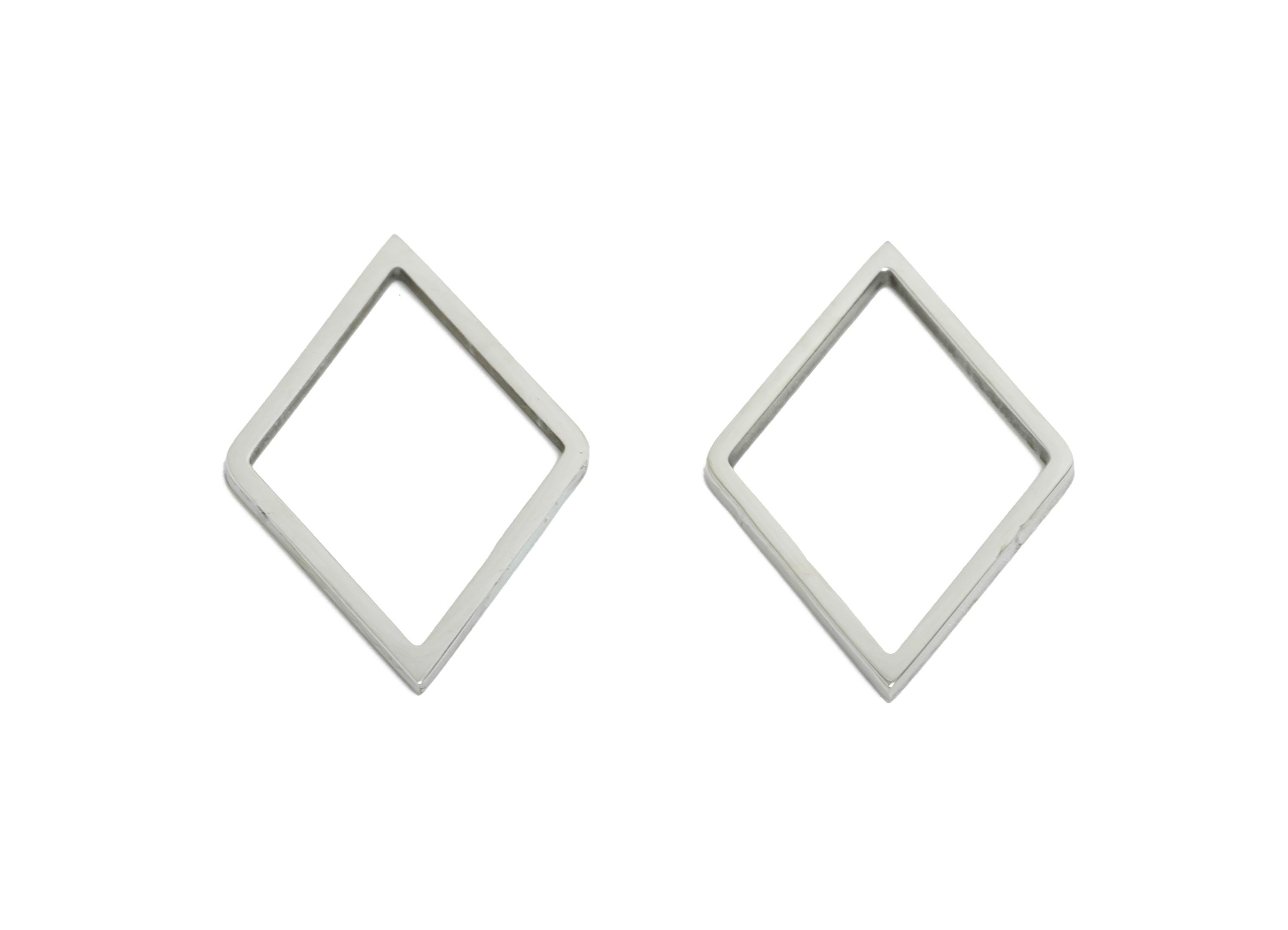 Stainless Steel Diamond Ring Earring Charm - Geometric Jewelry Connector for DIY Making - Hollow Metal DIY Jewelry - 20.7x13x0.8mm - SS2705 - DOMEDBAZAAR