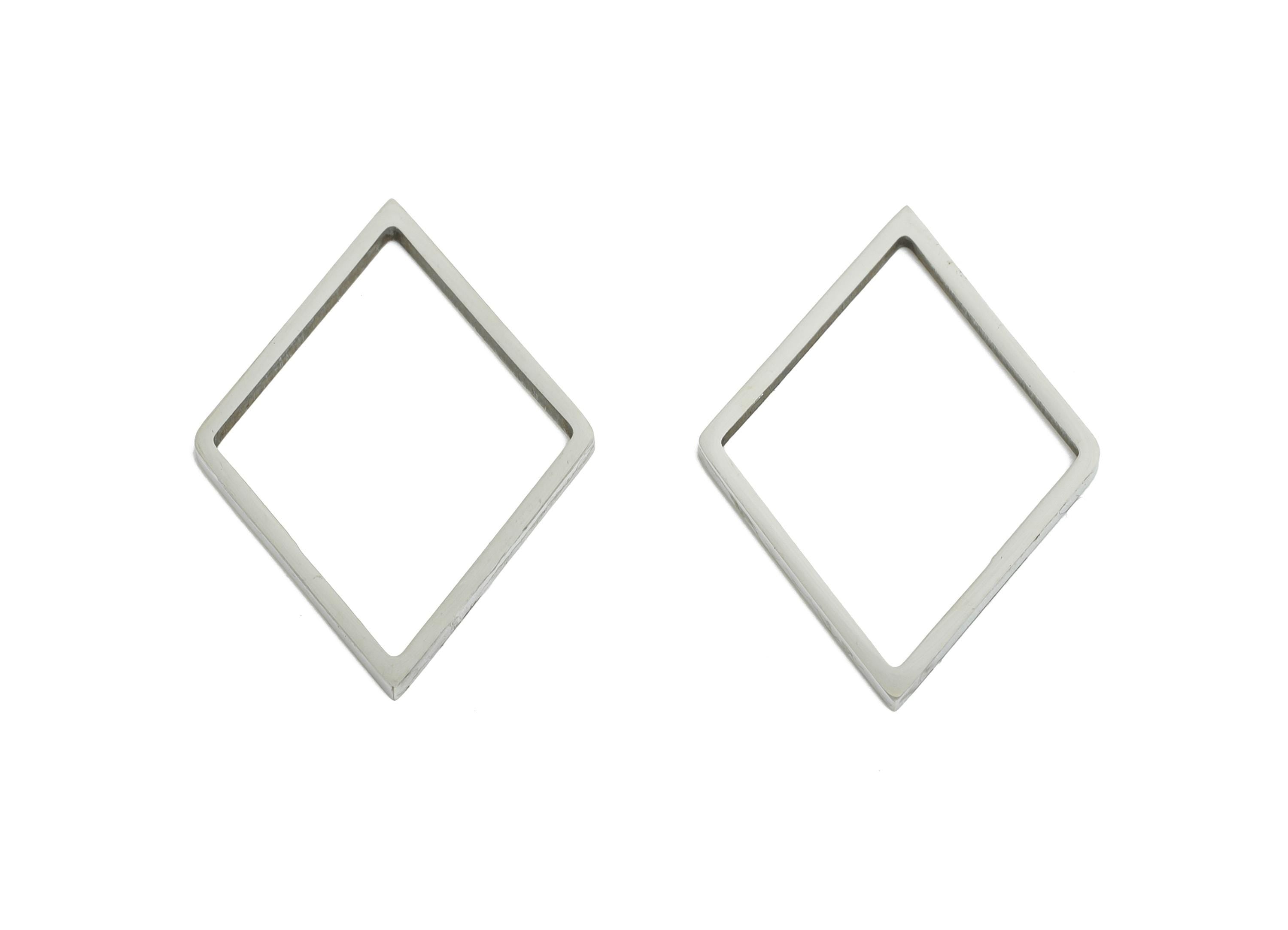 Stainless Steel Diamond Ring Earring Charm - Geometric Jewelry Connector for DIY Making - Hollow Metal DIY Jewelry - 25.6x16.5x0.8mm -SS2704 - DOMEDBAZAAR