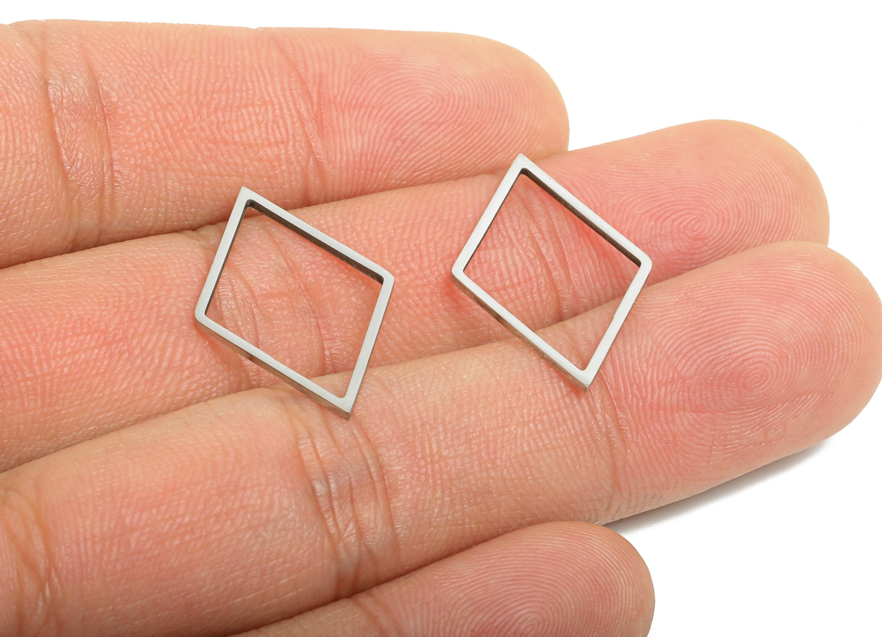 Stainless Steel Diamond Ring Earring Charm - Geometric Jewelry Connector for DIY Making - Hollow Metal DIY Jewelry - 25.6x16.5x0.8mm -SS2704 - DOMEDBAZAAR