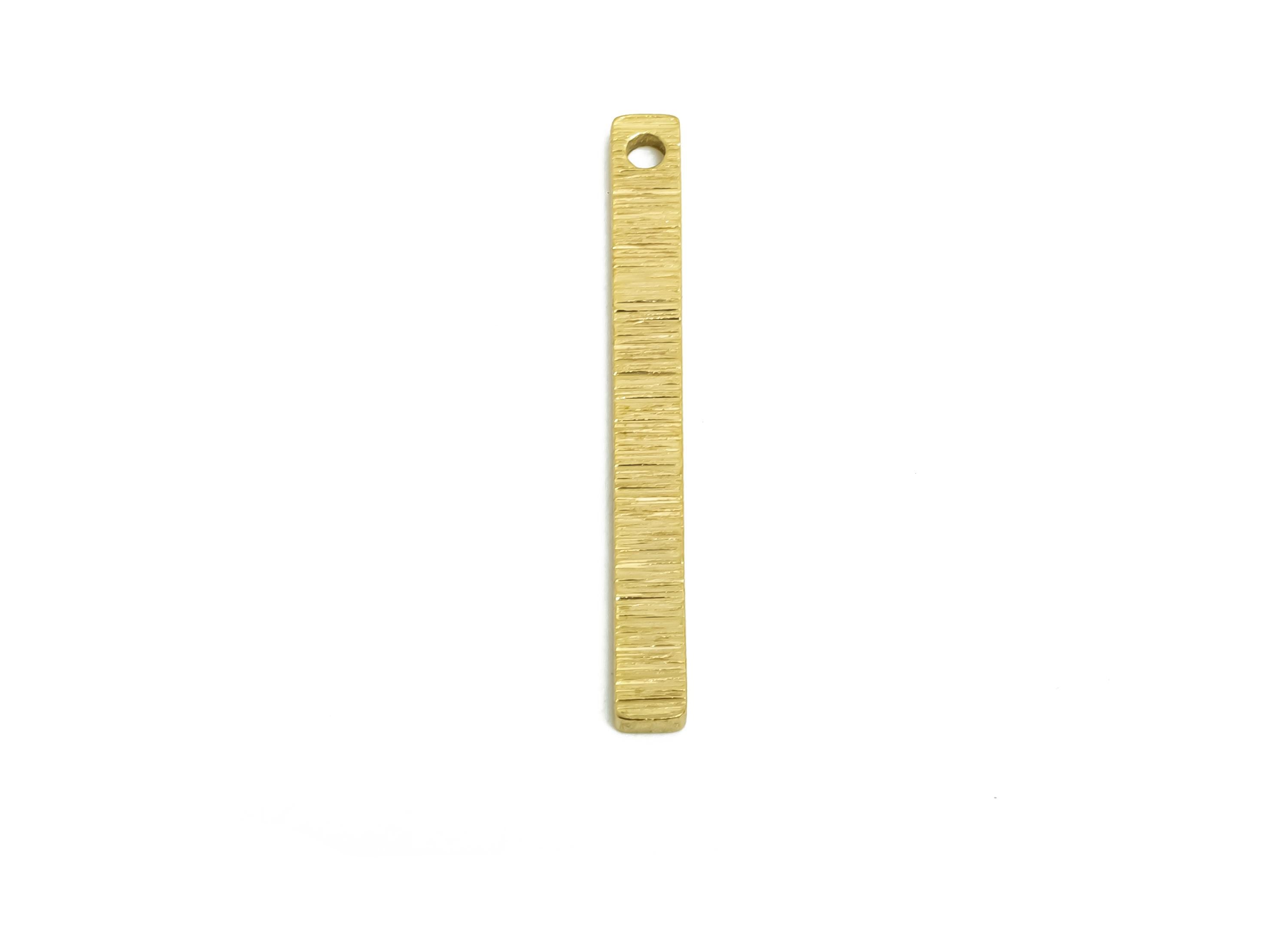 Brass Stick Earring Charm - Raw Brass Textured Bar Pendant - Geometric DIY Jewelry Component - Sleek Earring Finding - 25x2.66x1mm - PP10769 - DOMEDBAZAAR