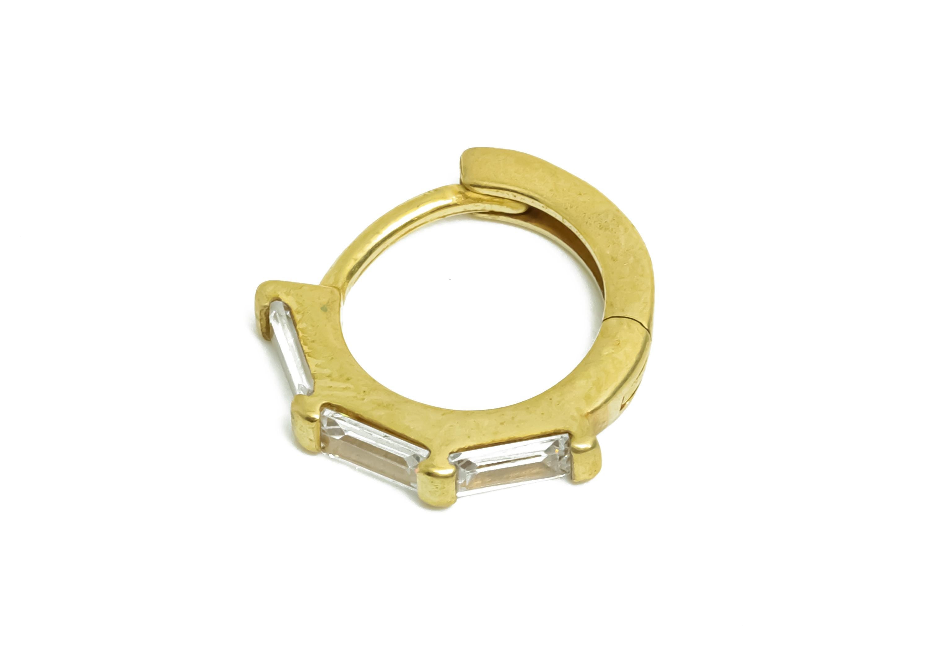 Brass CZ Round Huggie Hoop Earring - Raw Brass Minimalism Circle Zircon Earring - Classic Brass Huggie Hoop Clasp - 12.9x12x2.07mm - PP11323 - DOMEDBAZAAR