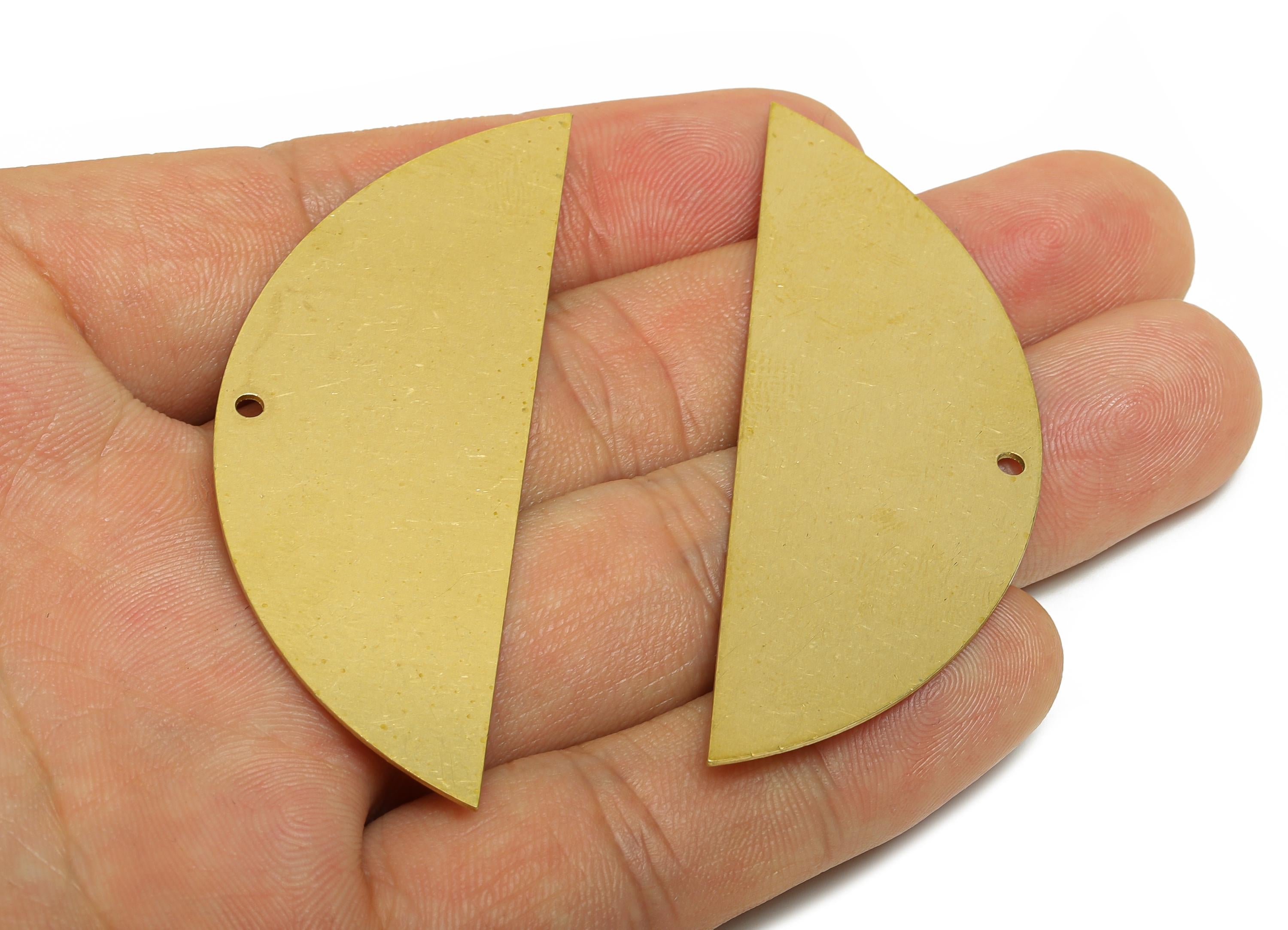 Brass Half Circle Pendant - Raw Brass Semicircle Earring Base - Modern Pendant Base Finding - Flat Brass Arc Charm - 64x23x0.6mm - PP11406 - DOMEDBAZAAR