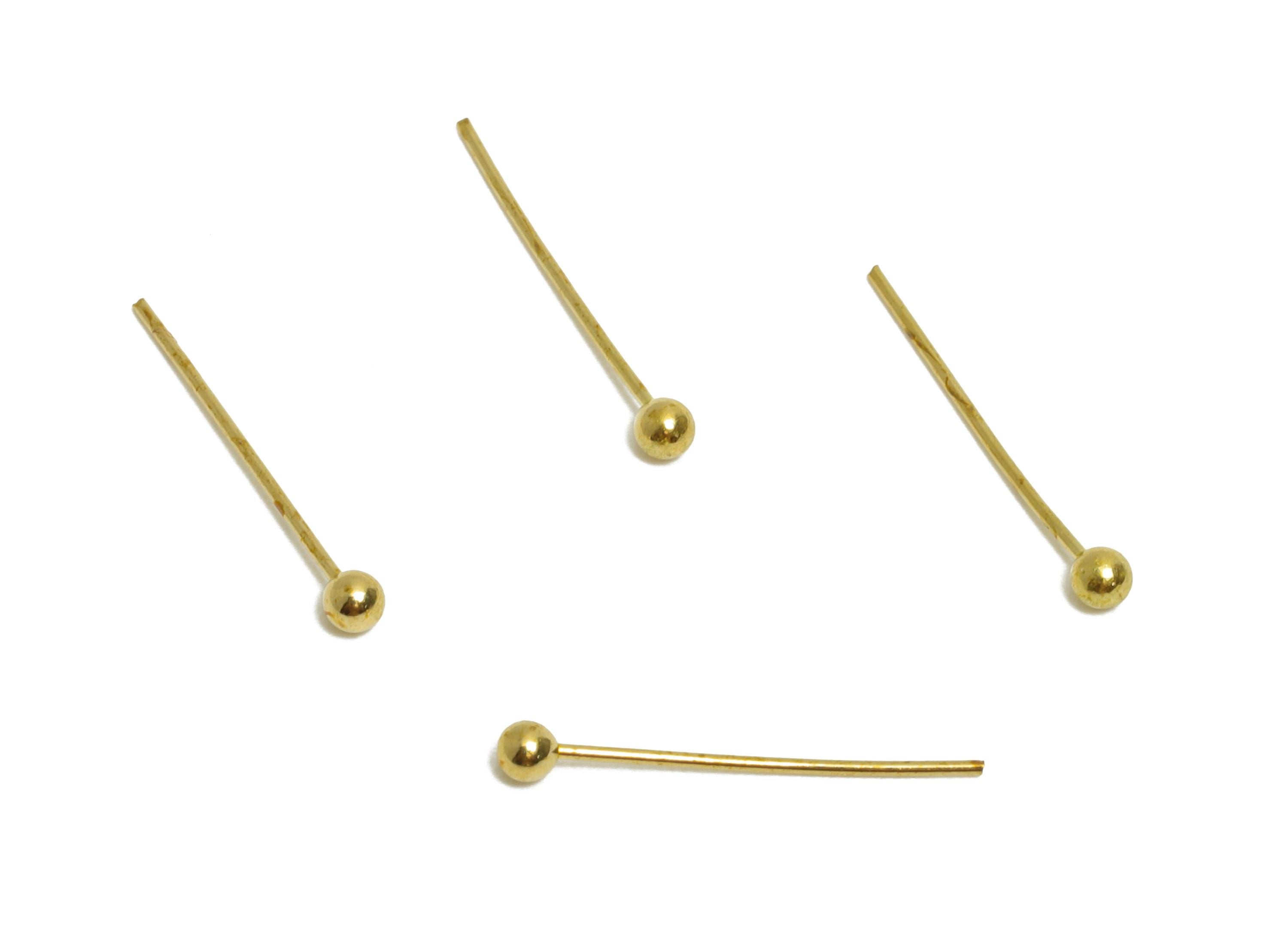 0.5*14*2mm Ball Headpin - Raw Brass Bead Stopper Pin - Metal Headpin - Wire Pin for Jewelry - Bead Making for Handmade Creation - PP11421-14