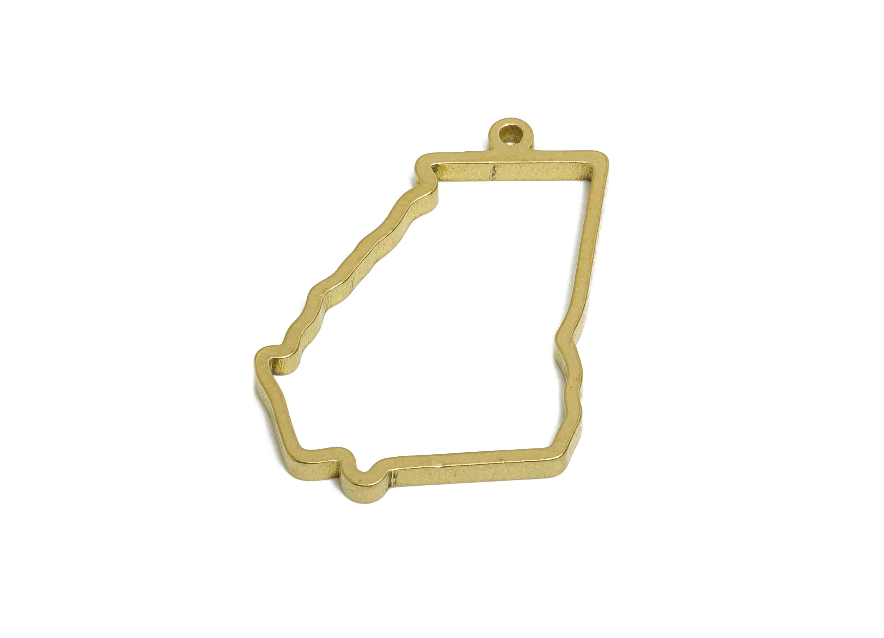 Brass USA State Outline Pendant - Raw Brass Georgia State Charm - Modern Outline Pendant - Brass Pendant For Necklace - 27x20x2mm - PP11405 - DOMEDBAZAAR