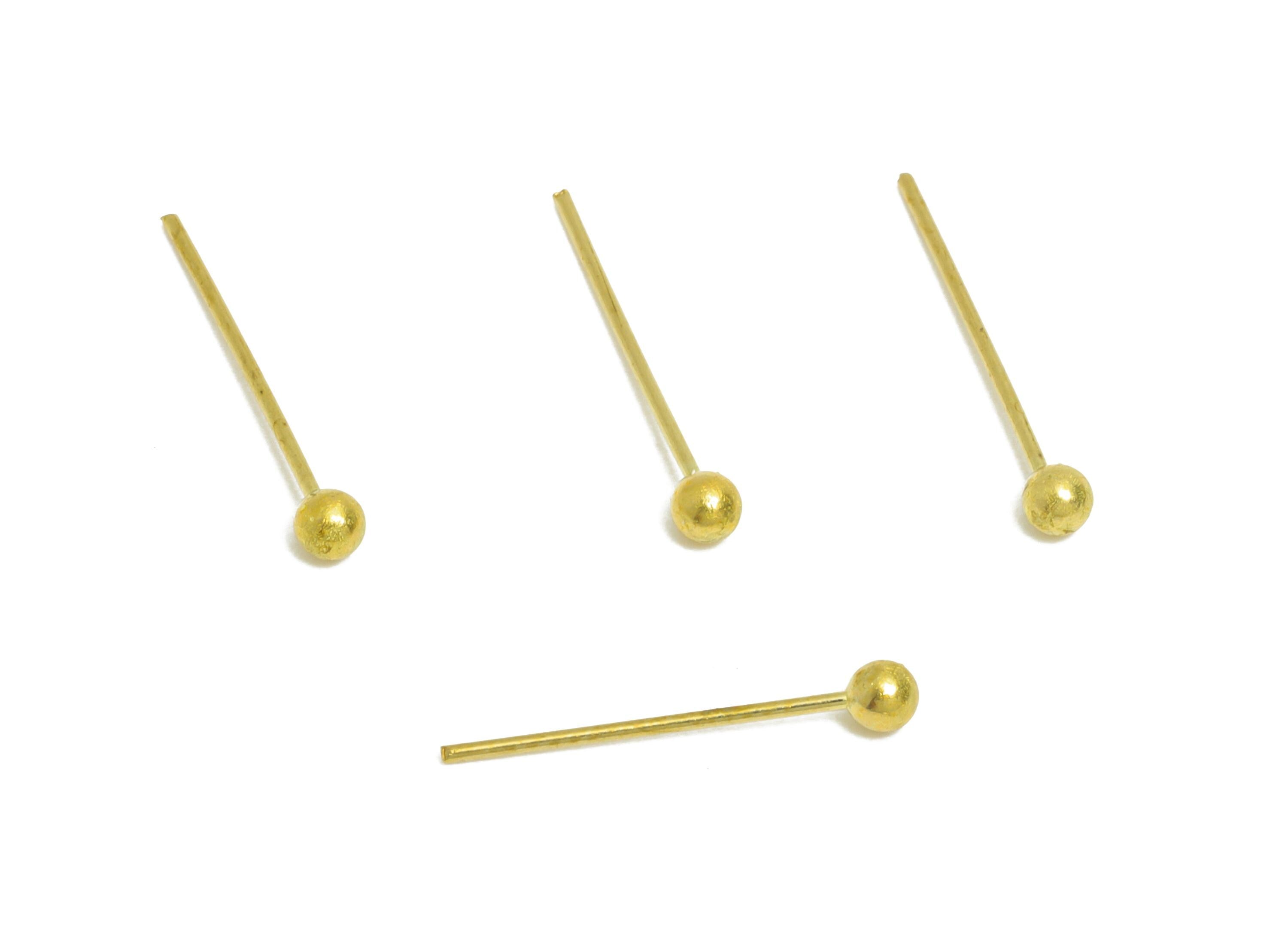 0.5*12*2mm Ball Headpin - Raw Brass Bead Stopper Pin - Metal Headpin - Wire Pin for Jewelry - Bead Making for Handmade Creation - PP11421-12