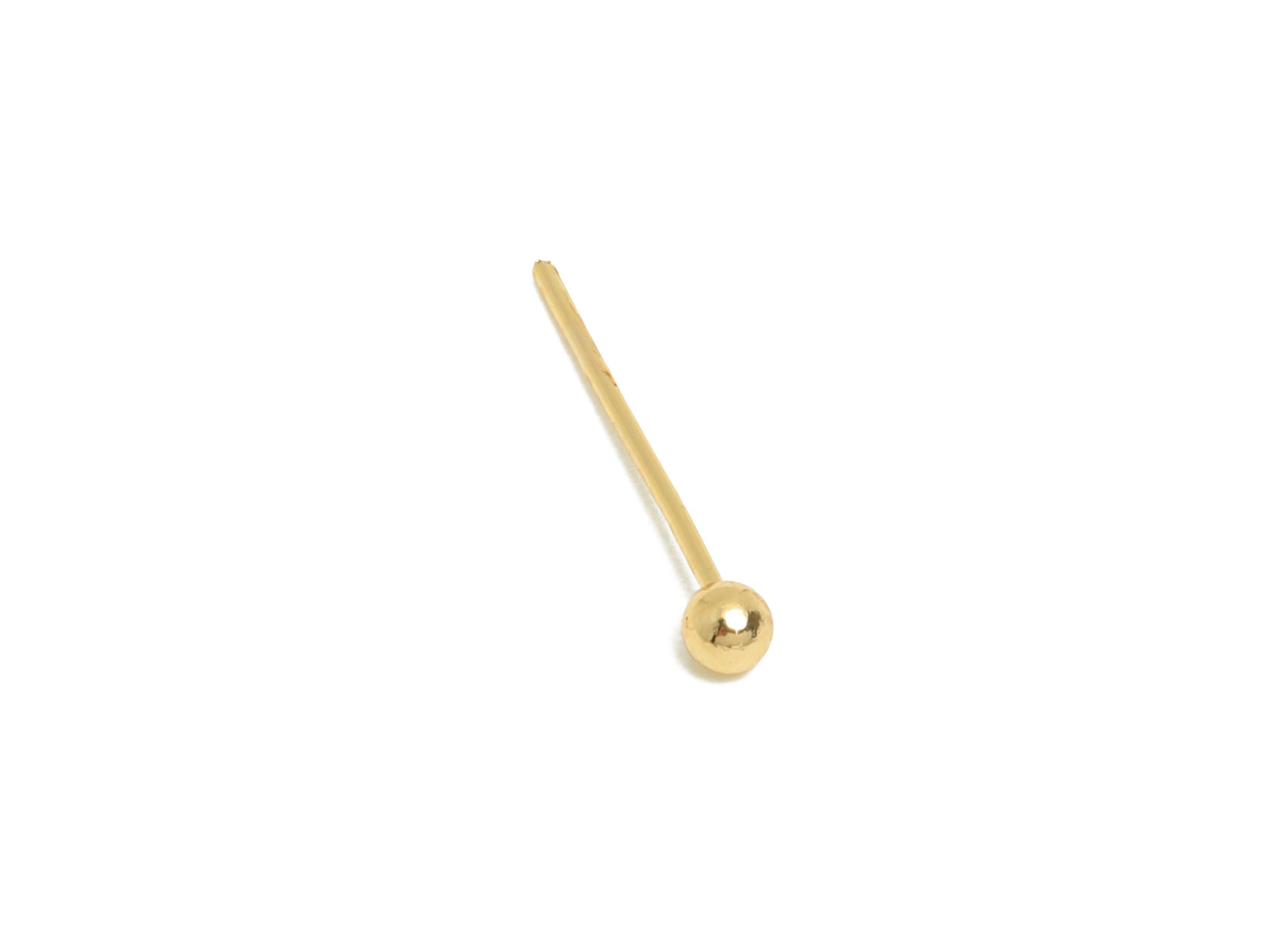 0.5*12*2mm Ball Headpin - Brass Bead Stopper Pin - Wire Pin for Jewelry - Bead Making for Handmade Creation - 18K Gold Plated - RGP11049-12