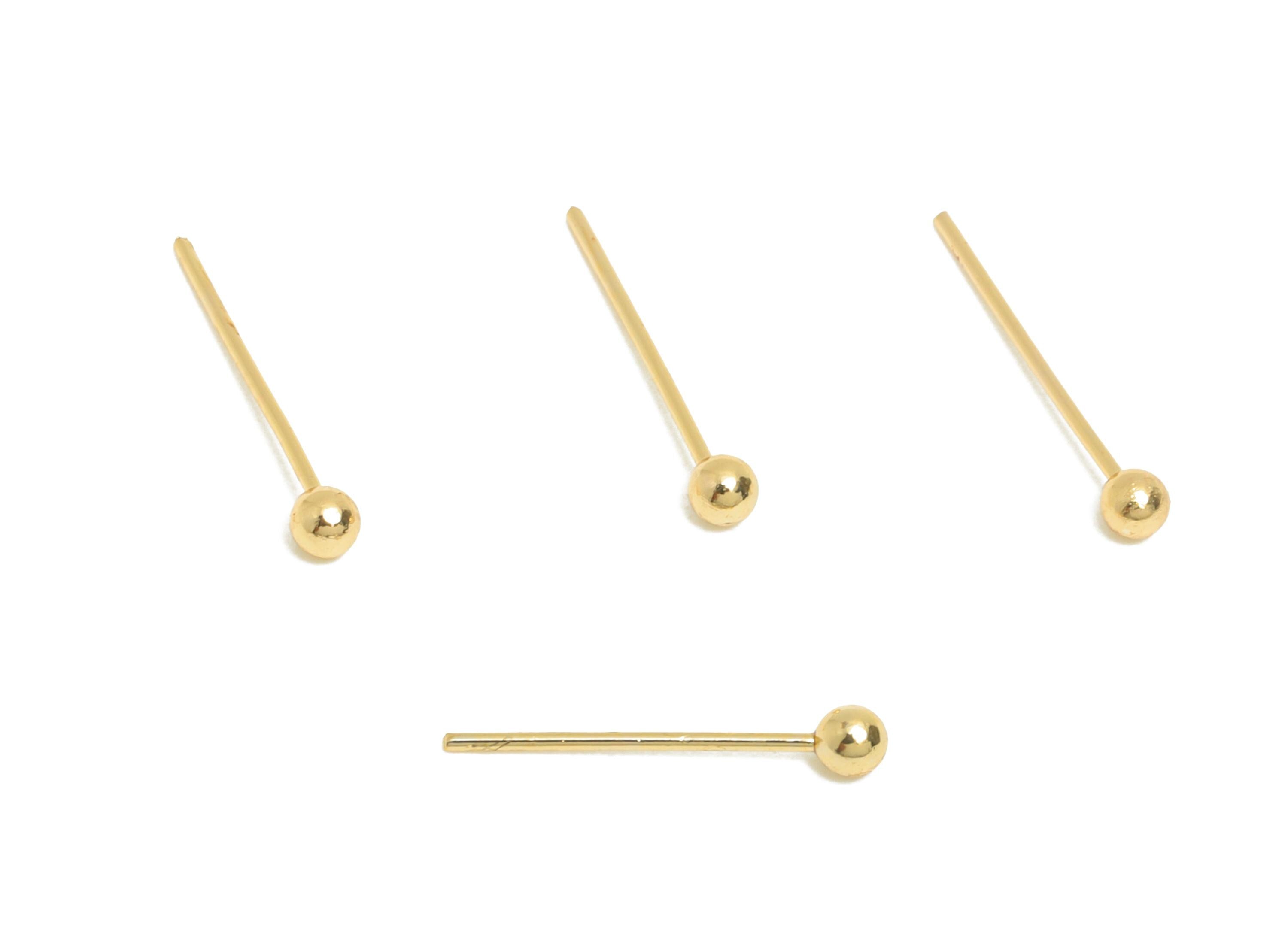 0.5*12*2mm Ball Headpin - Brass Bead Stopper Pin - Wire Pin for Jewelry - Bead Making for Handmade Creation - 18K Gold Plated - RGP11049-12