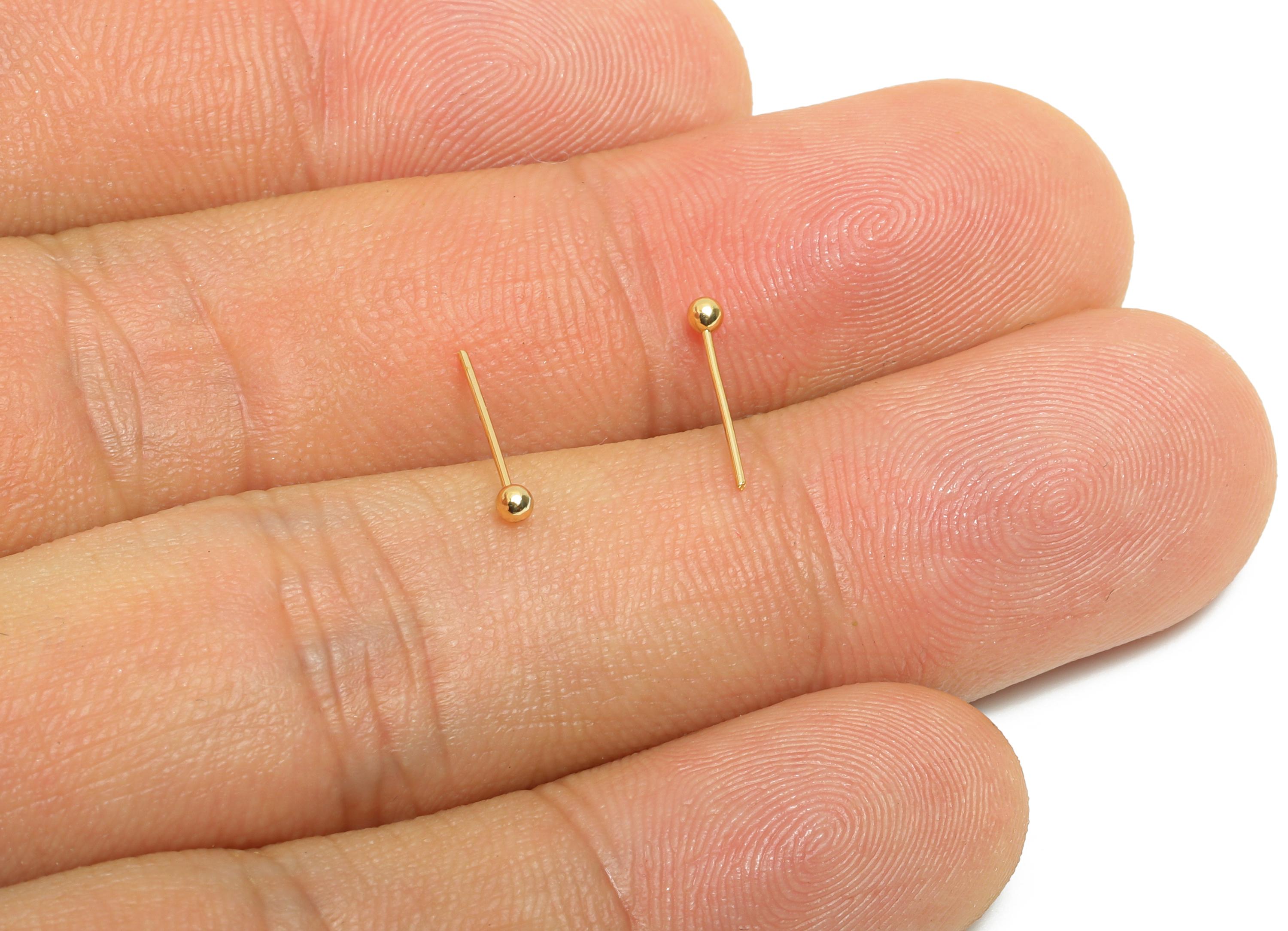 0.5*12*2mm Ball Headpin - Brass Bead Stopper Pin - Wire Pin for Jewelry - Bead Making for Handmade Creation - 18K Gold Plated - RGP11049-12