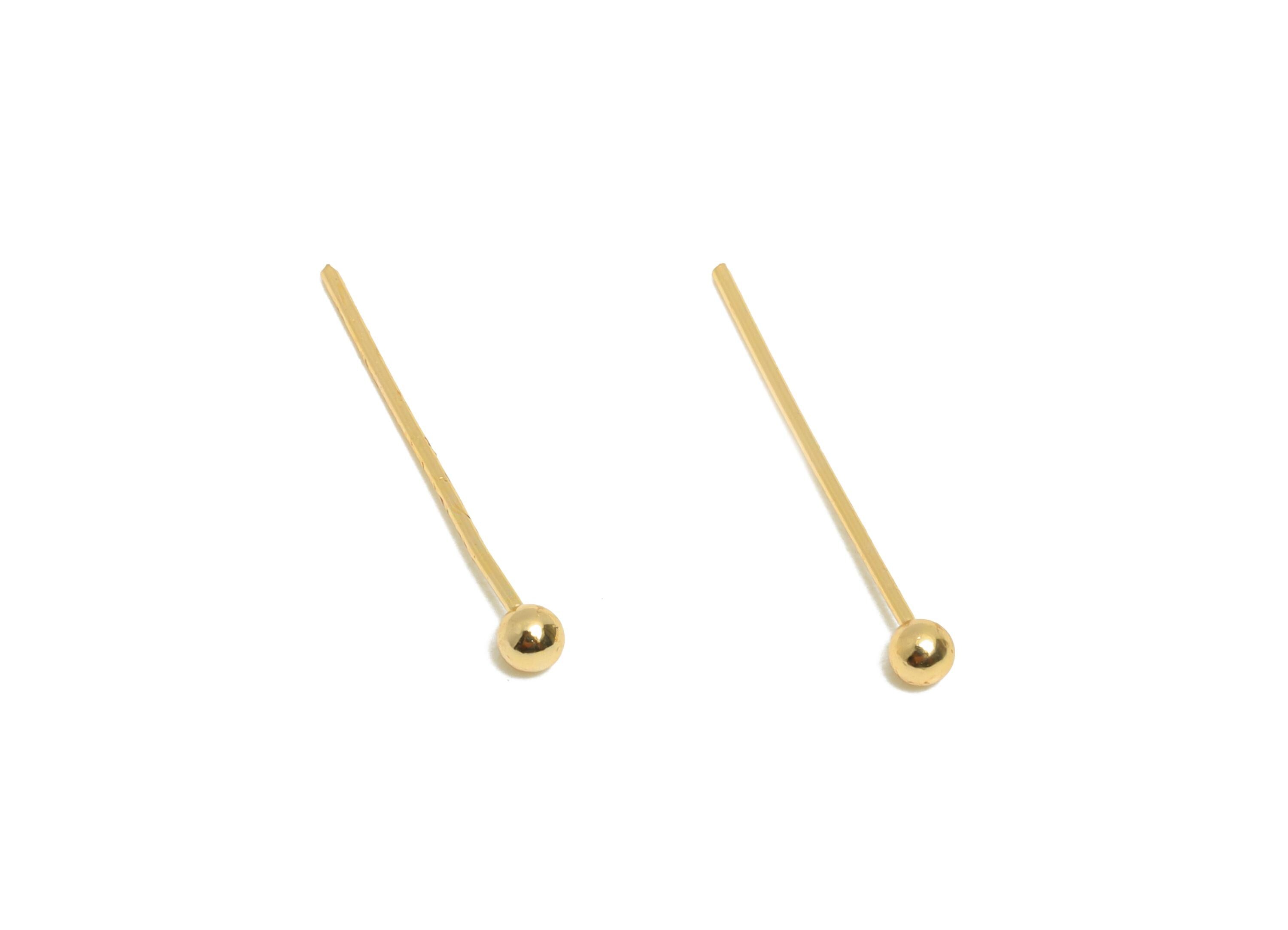 0.5*14*2mm Ball Headpin - Brass Bead Stopper Pin - Wire Pin for Jewelry - Bead Making for Handmade Creation - 18K Gold Plated - RGP11049-14