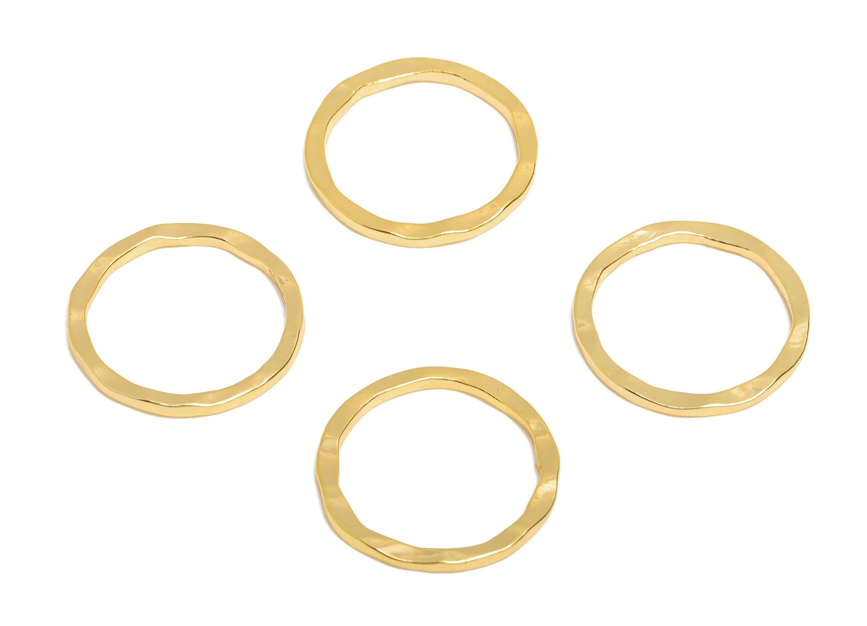 14mm Hammered Ring Connector - Brass Handmade Ring Connector - Gold Circle Jewelry Finding - 18K Real Gold Plating - 14x1x1mm - RGP11033 - DOMEDBAZAAR