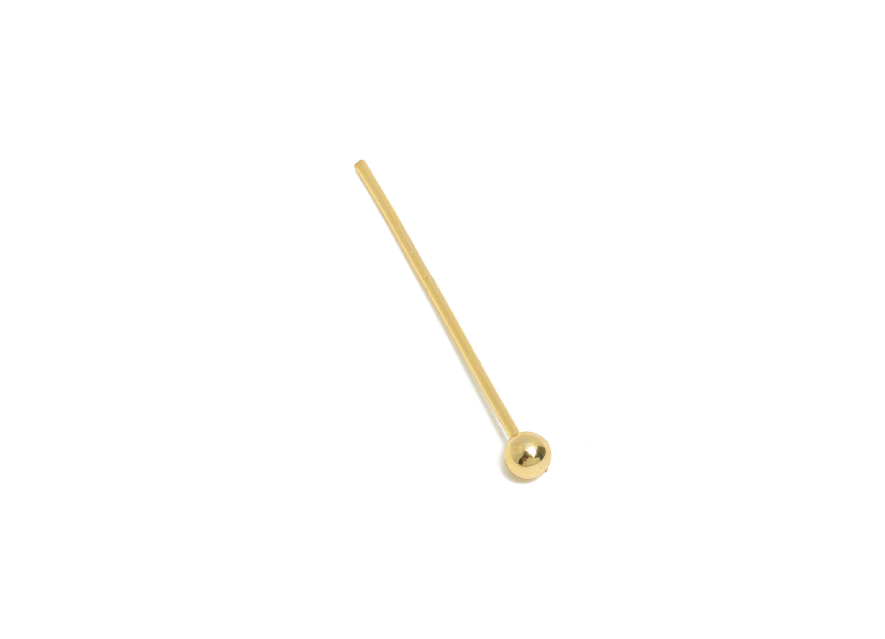 0.5*16*2mm Ball Headpin - Brass Bead Stopper Pin - Wire Pin for Jewelry - Bead Making for Handmade Creation - 18K Gold Plated - RGP11049-16