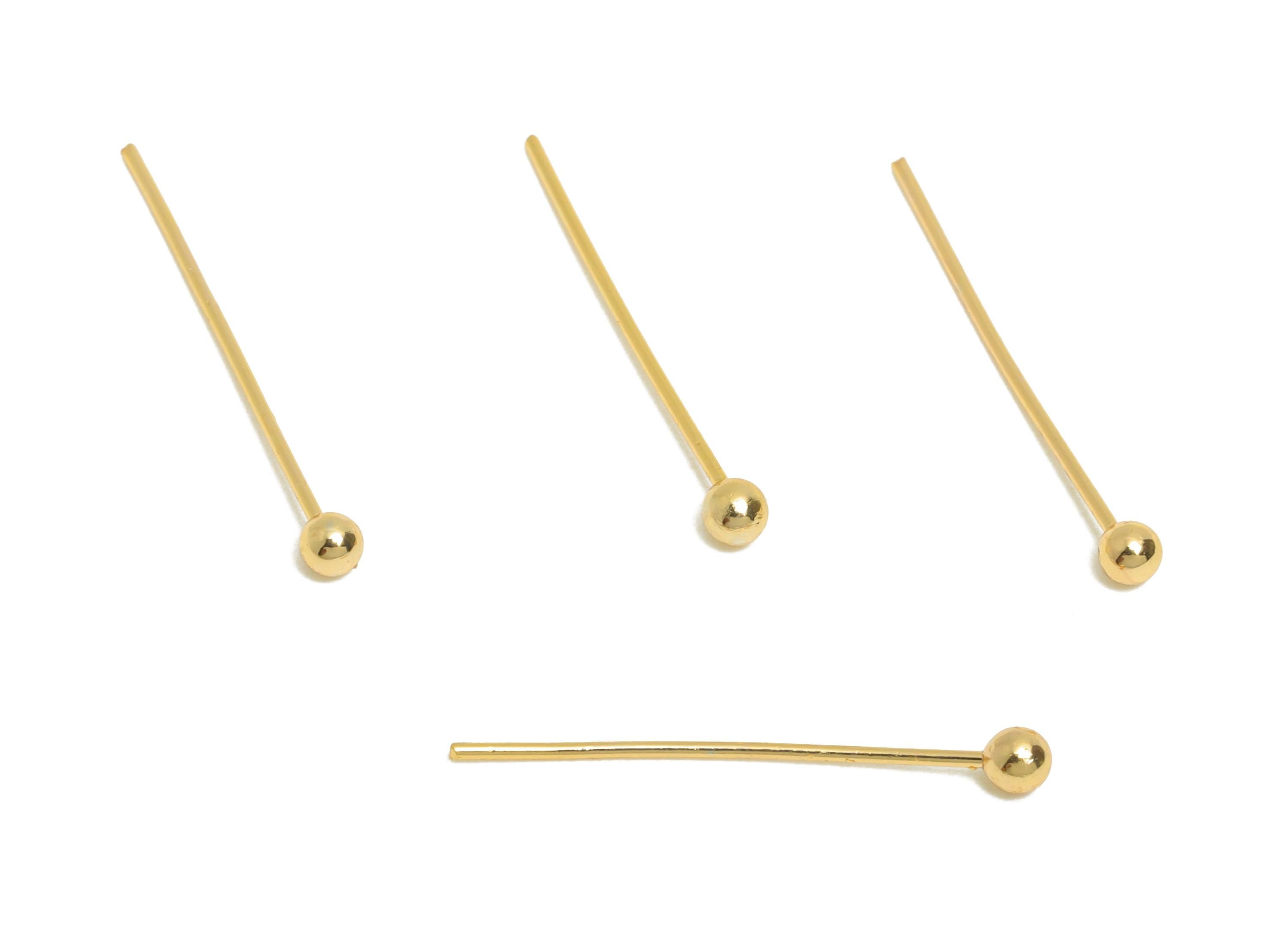 0.5*16*2mm Ball Headpin - Brass Bead Stopper Pin - Wire Pin for Jewelry - Bead Making for Handmade Creation - 18K Gold Plated - RGP11049-16