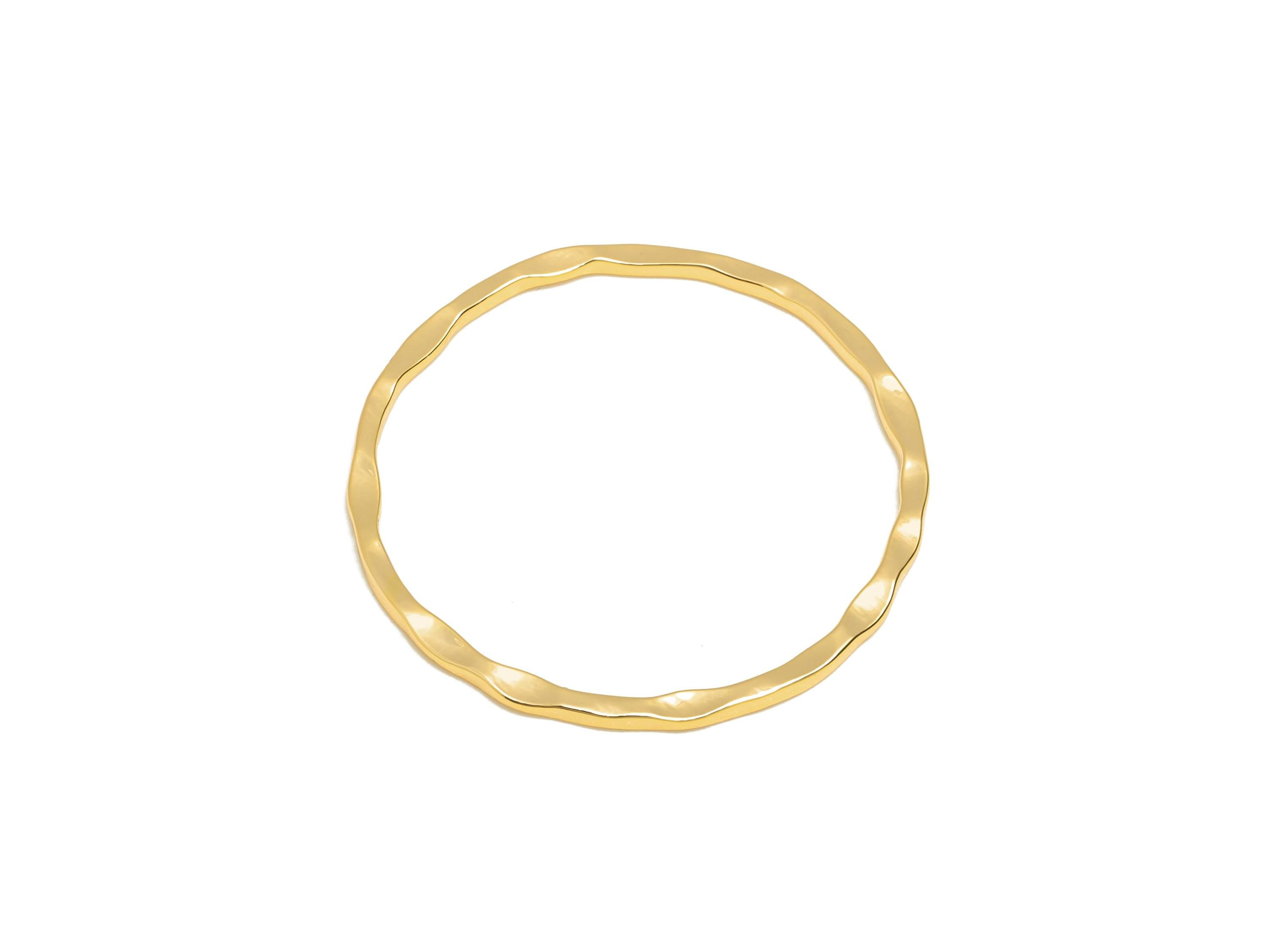 25mm Hammered Ring Connector - Brass Handmade Ring Connector - Gold Circle Jewelry Finding - 18K Real Gold Plating - 25x1x1mm - RGP11035 - DOMEDBAZAAR