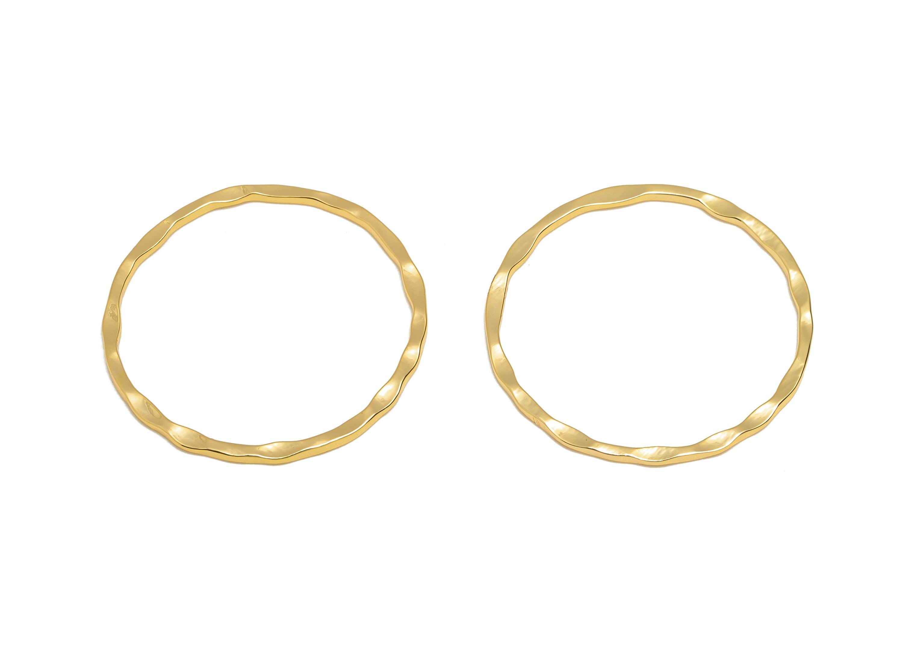 25mm Hammered Ring Connector - Brass Handmade Ring Connector - Gold Circle Jewelry Finding - 18K Real Gold Plating - 25x1x1mm - RGP11035 - DOMEDBAZAAR