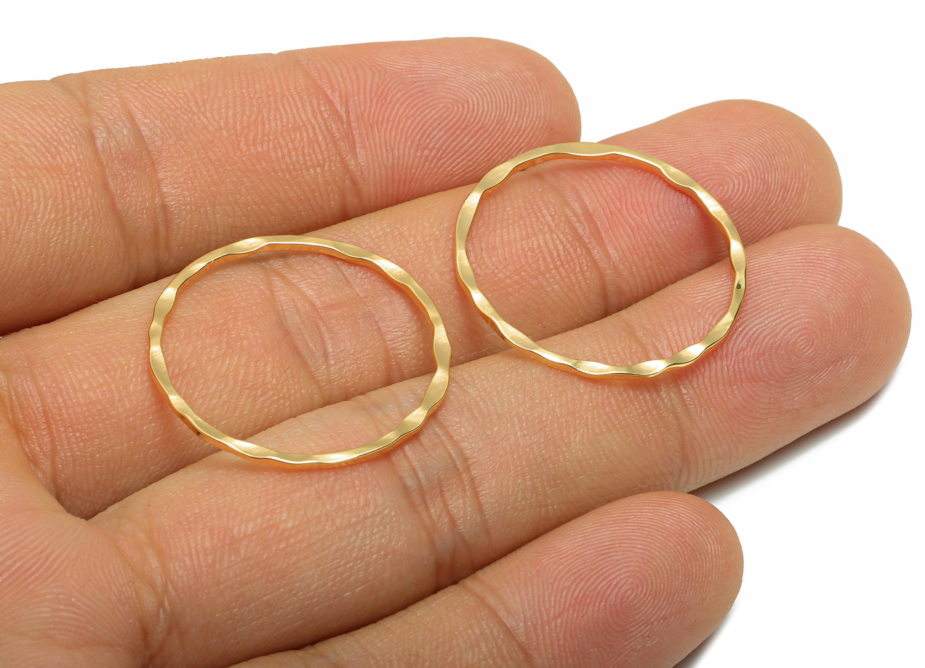 25mm Hammered Ring Connector - Brass Handmade Ring Connector - Gold Circle Jewelry Finding - 18K Real Gold Plating - 25x1x1mm - RGP11035 - DOMEDBAZAAR