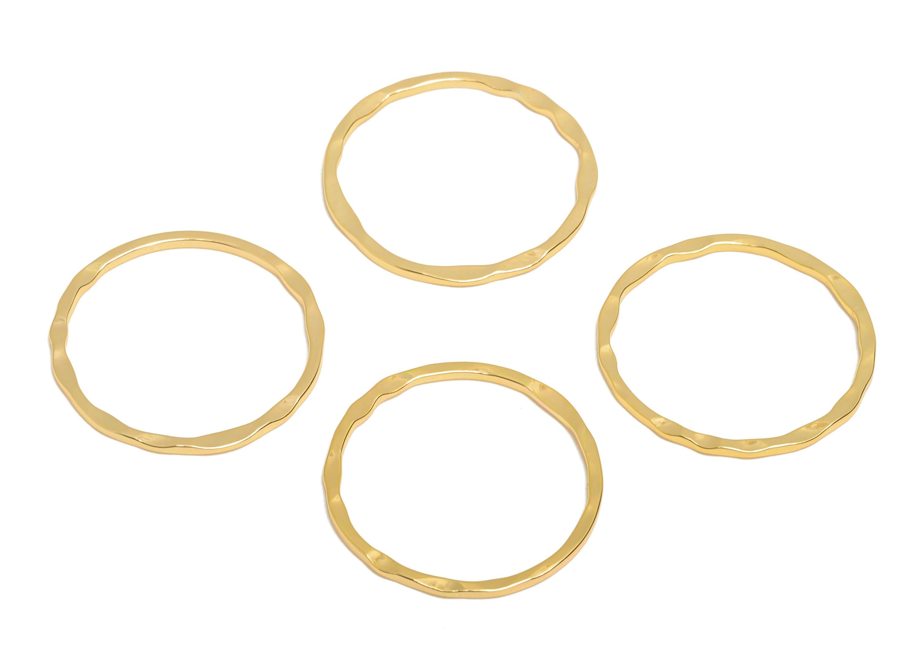 20mm Hammered Ring Connector - Brass Handmade Ring Connector - Gold Circle Jewelry Finding - 18K Real Gold Plating - 14x1x1mm - RGP11034 - DOMEDBAZAAR