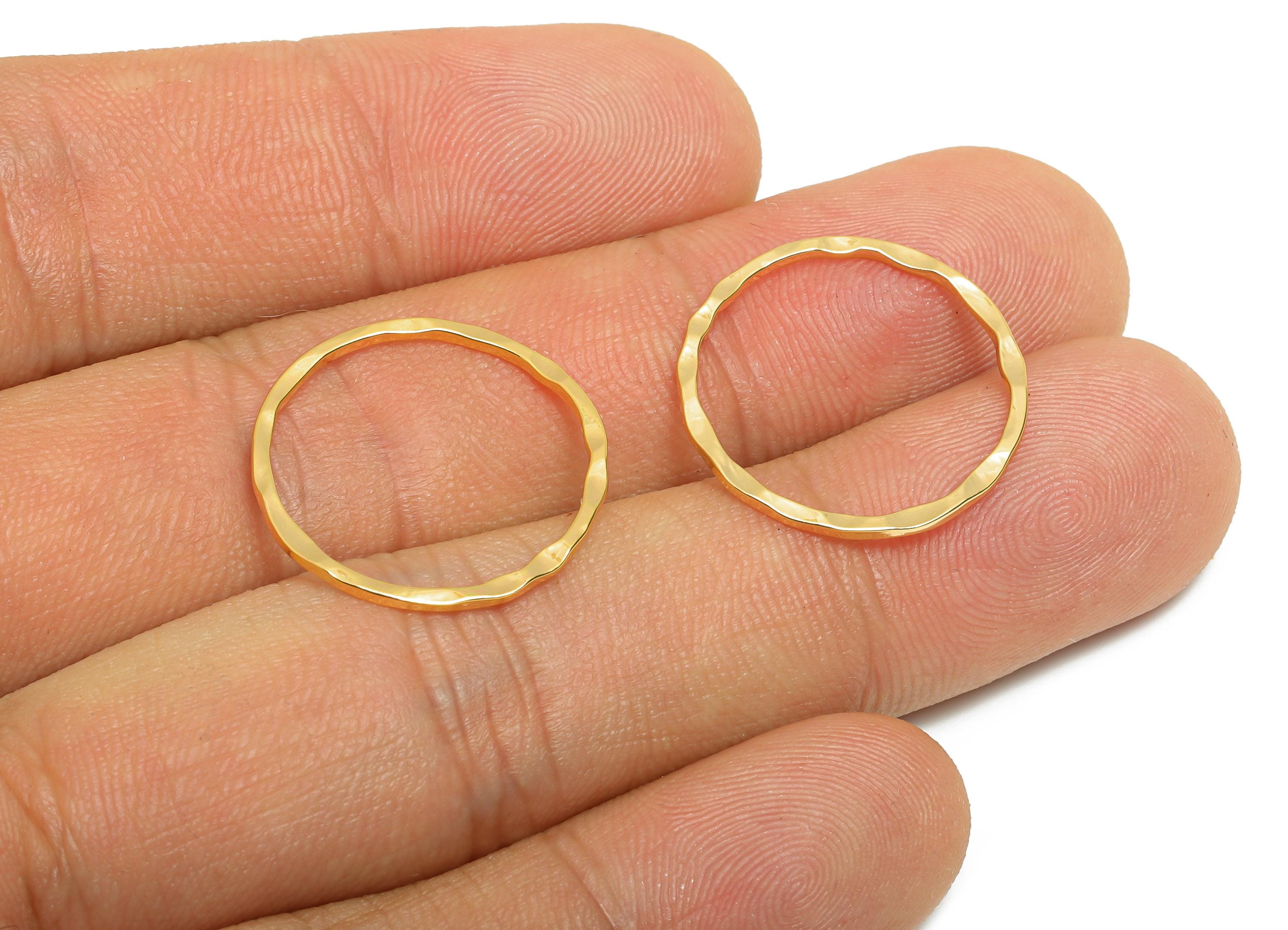 20mm Hammered Ring Connector - Brass Handmade Ring Connector - Gold Circle Jewelry Finding - 18K Real Gold Plating - 14x1x1mm - RGP11034 - DOMEDBAZAAR