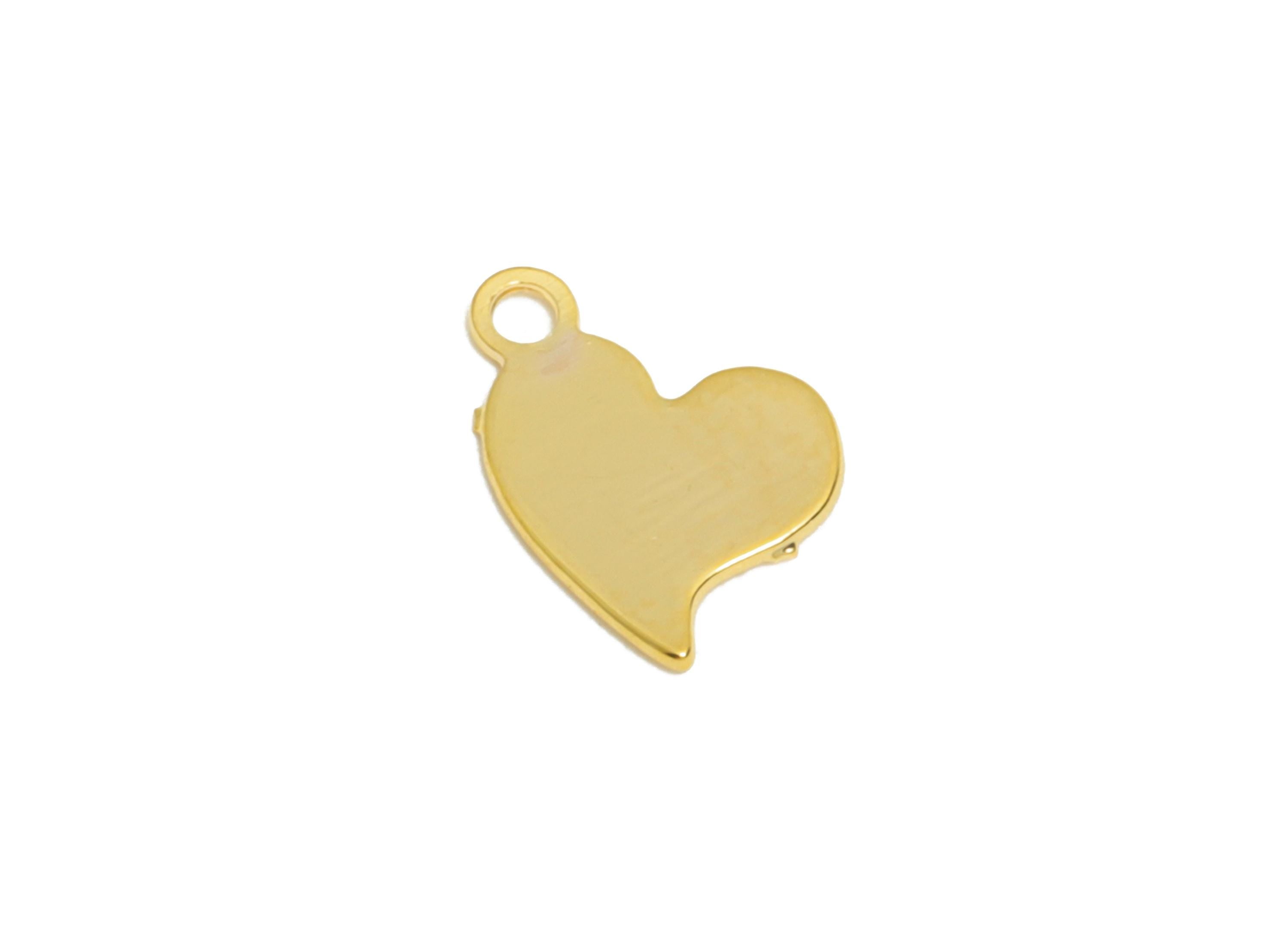Gold Brass Heart Tag - Extender Chain Ends - Bracelet Chain Ends Tags - Necklace End Tags - 18K Real Gold Plated - 6.5x4.7x0.3mm - RGP11050 - DOMEDBAZAAR