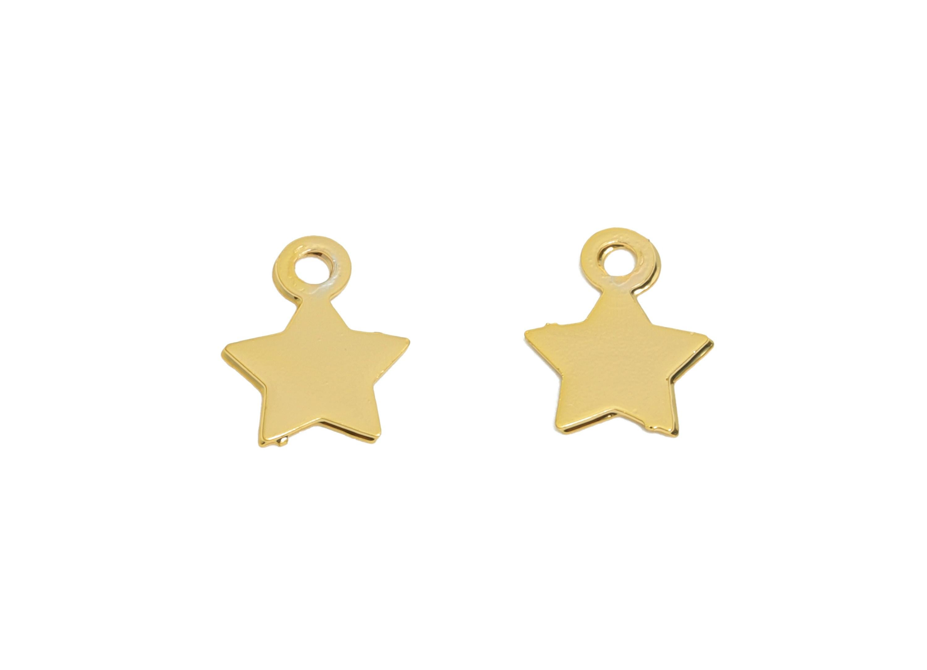 Gold Brass Star Tag - Extender Chain Ends - Bracelet Chain Ends Tags - Necklace End Tags - 18K Real Gold Plated - 6.9x5.5x0.3mm -RGP11051 - DOMEDBAZAAR