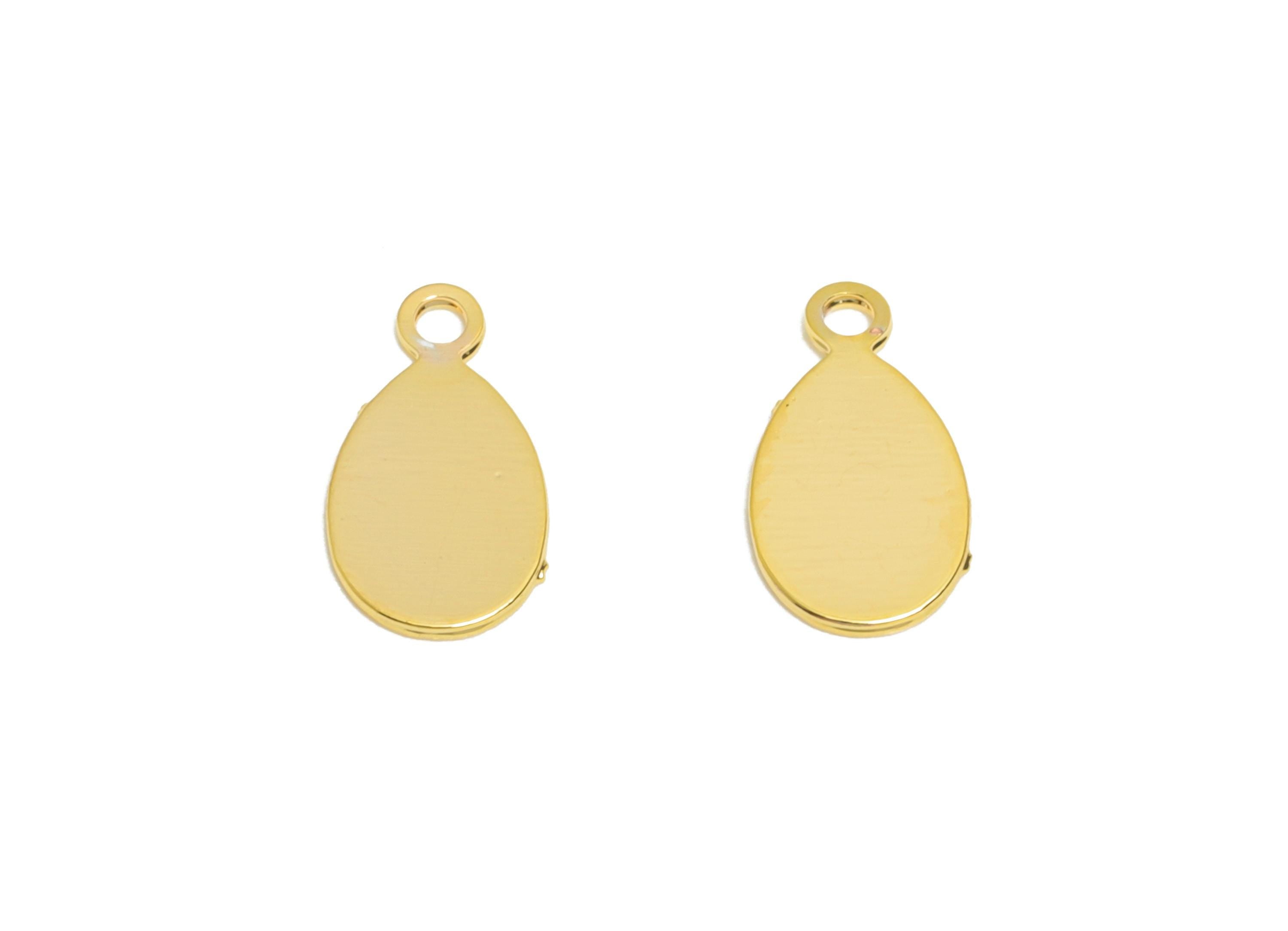 Gold Brass Drop Tag - Extender Chain Ends - Bracelet Chain Ends Tags - Necklace End Tags - 18K Real Gold Plated - 7.4x3.9x0.3mm -RGP11052 - DOMEDBAZAAR