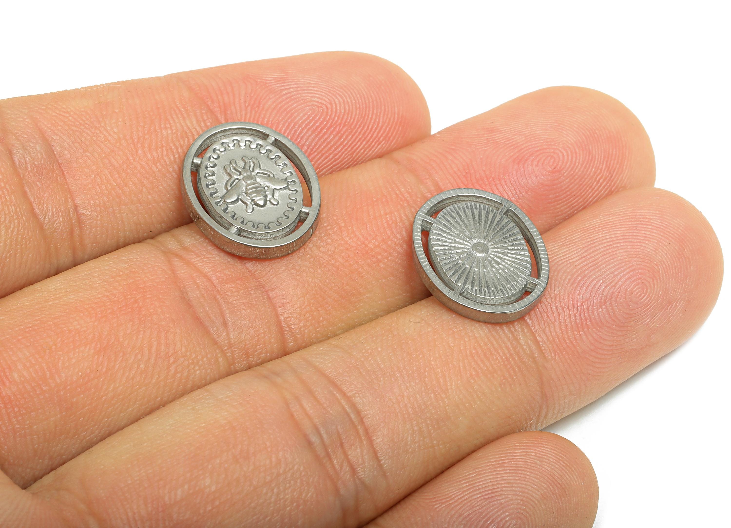 Stainless Steel Bee Charm - Steel Bee Charm for DIY Making - Vintage Antique Insect Charm - Bee Jewelry Making - 16x13x1.96mm - SS2724 - DOMEDBAZAAR