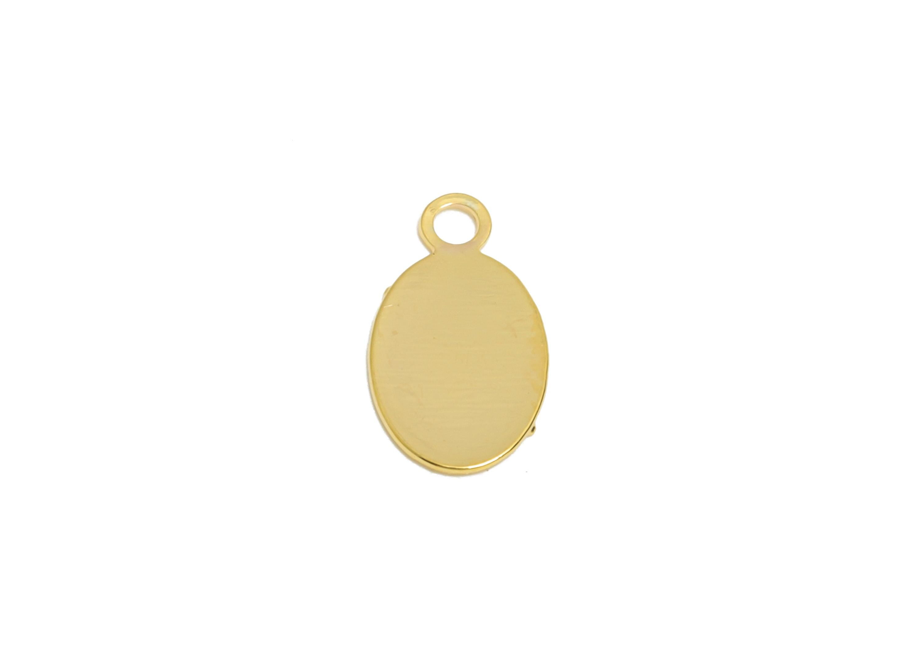 Gold Brass Oval Tag - Extender Chain Ends - Bracelet Chain Ends Tags - Necklace End Tags - 18K Gold Plated - 8.7x4.85x0.3mm - RGP11054 - DOMEDBAZAAR