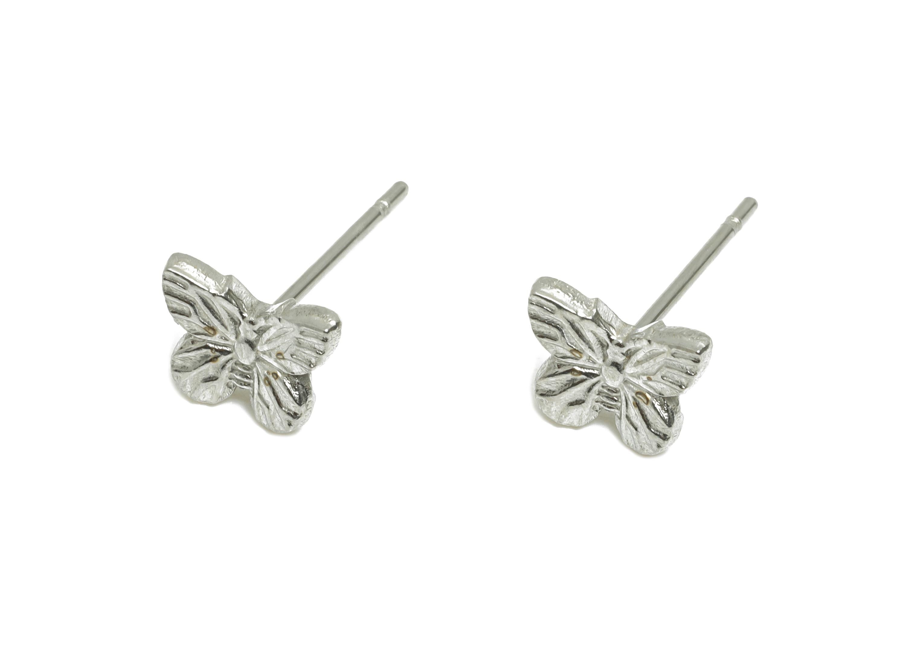 Steel Butterfly Stud Earring - Steel Textured Butterfly Stud Earrings - Mini Butterfly Steel Earring Post - Steel Post - 8x6x1.54mm - SS2725 - DOMEDBAZAAR