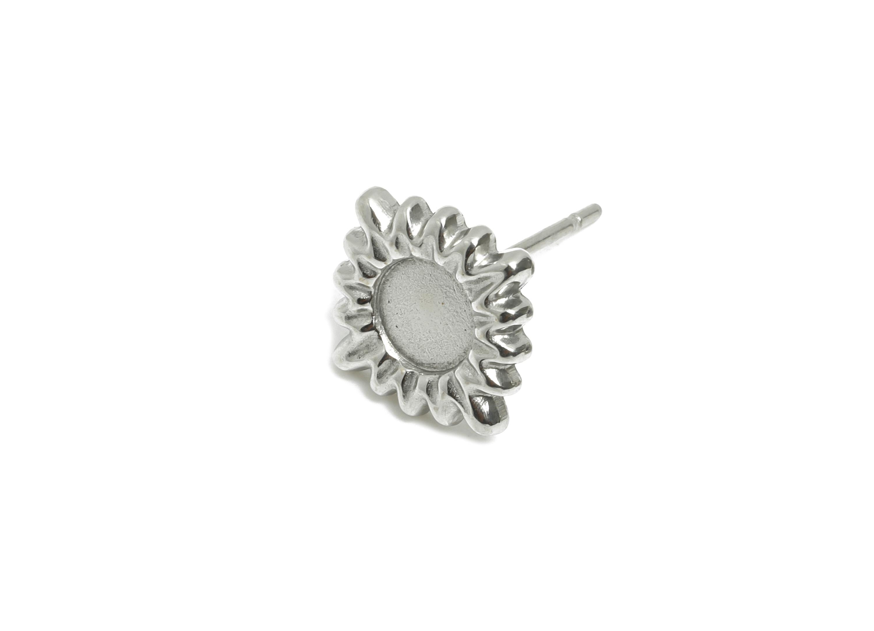 Steel Sun Stud Earring - Steel Sunshine Earring Post For DIY Bead - Steel Celestial Stud Earring - Stainless Steel Post - 12x12x1mm - SS2717