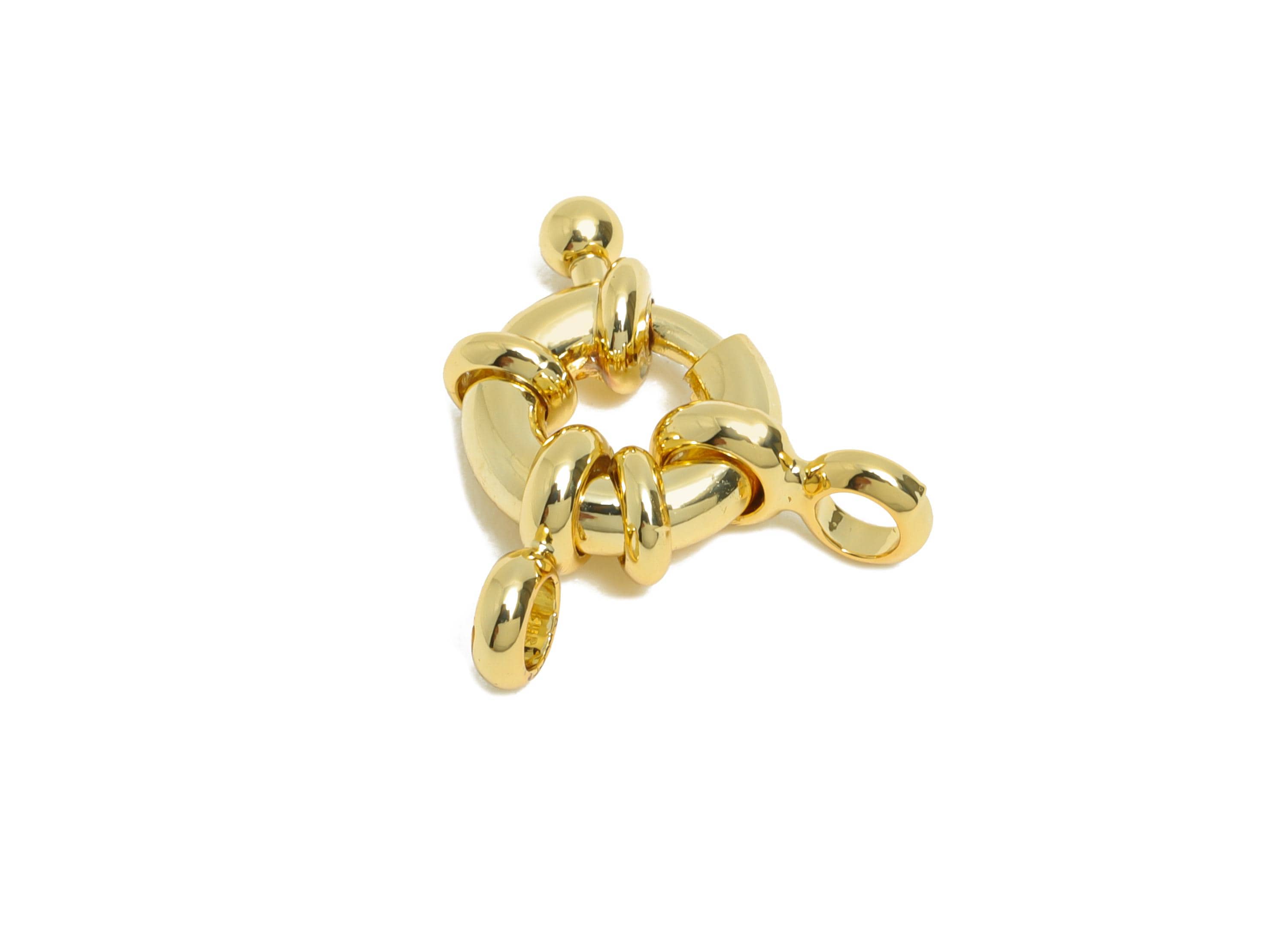 Brass Round Spring Ring Clasp - Spring Ring Clasp with Loop - Chunky Circle Lock Connector - 18K Real Gold Plated - 18x12.9x3.3mm - RGP11017 - DOMEDBAZAAR