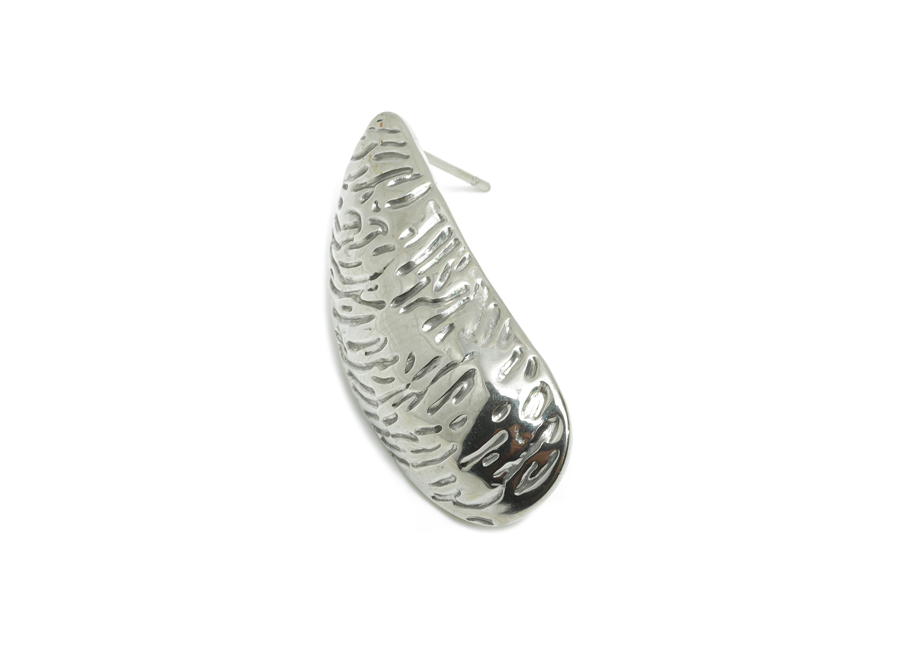 Steel Abstract Stud Earring - Steel Textured Earring Post - Steel Handcrafted Look Earring - Stainless Steel Post - 12x12x1mm - SS2712
