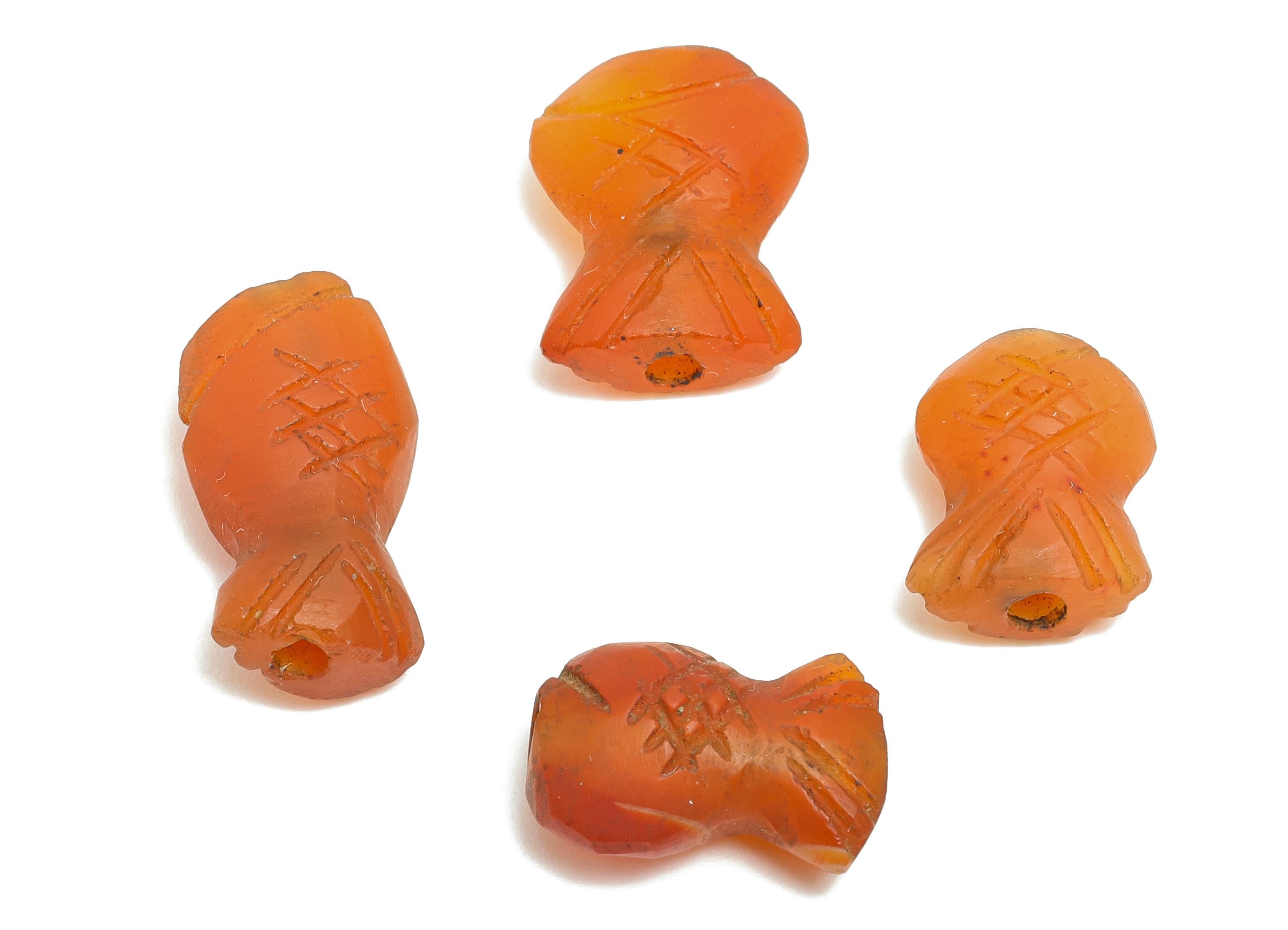 Agate Fish Beads - Textured Stone Cute Fish Beads - Natural Stone Marine Life Beads - Craft Beads for Necklaces - 15x10x7.34mm - NS3108 - DOMEDBAZAAR