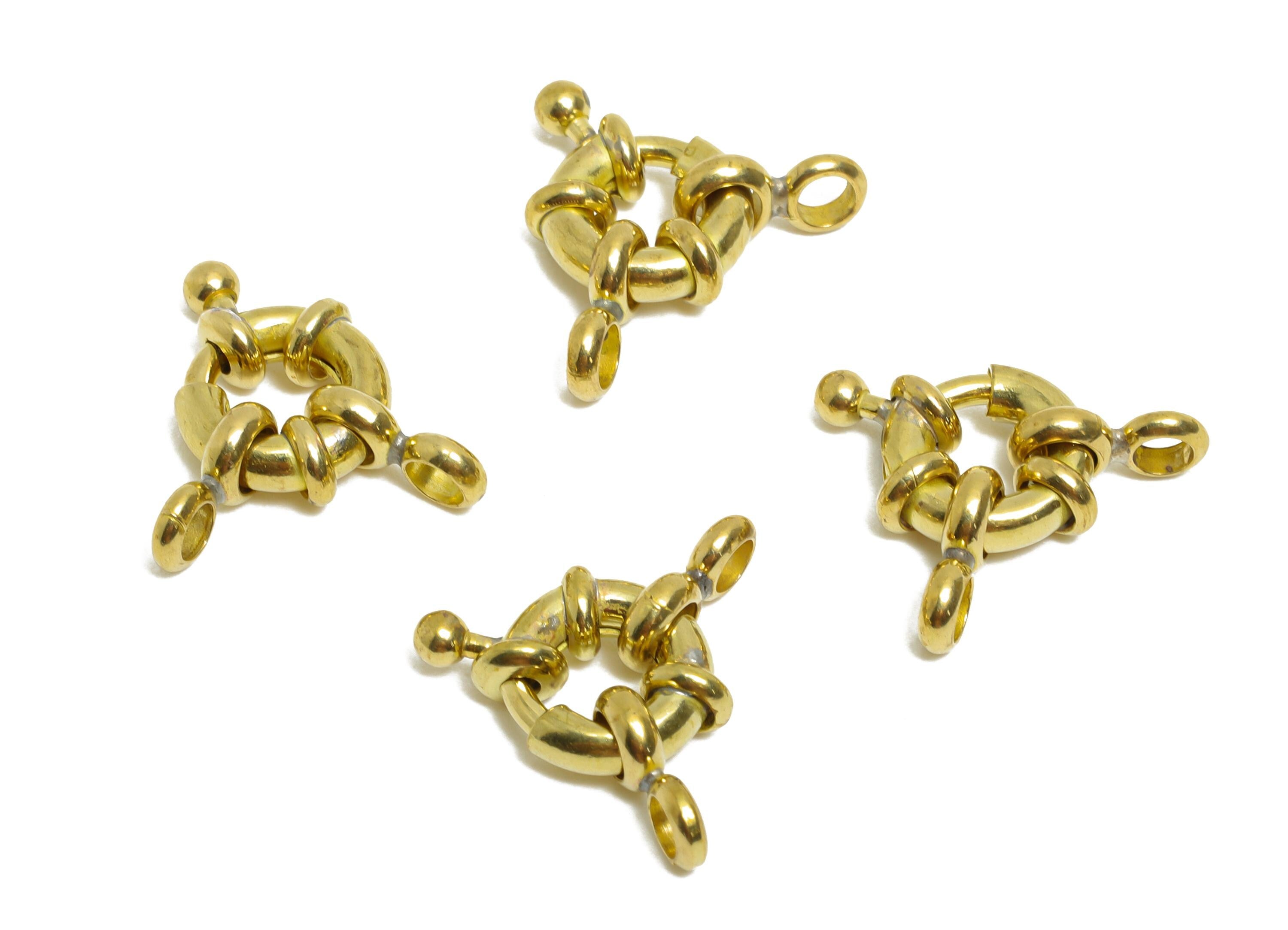 Raw Brass Round Spring Ring Clasp - Spring Ring Clasp with Loop - Chunky Lock Connector - Jewelry Making Supplies - 18x12.9x3.3mm - PP11422 - DOMEDBAZAAR